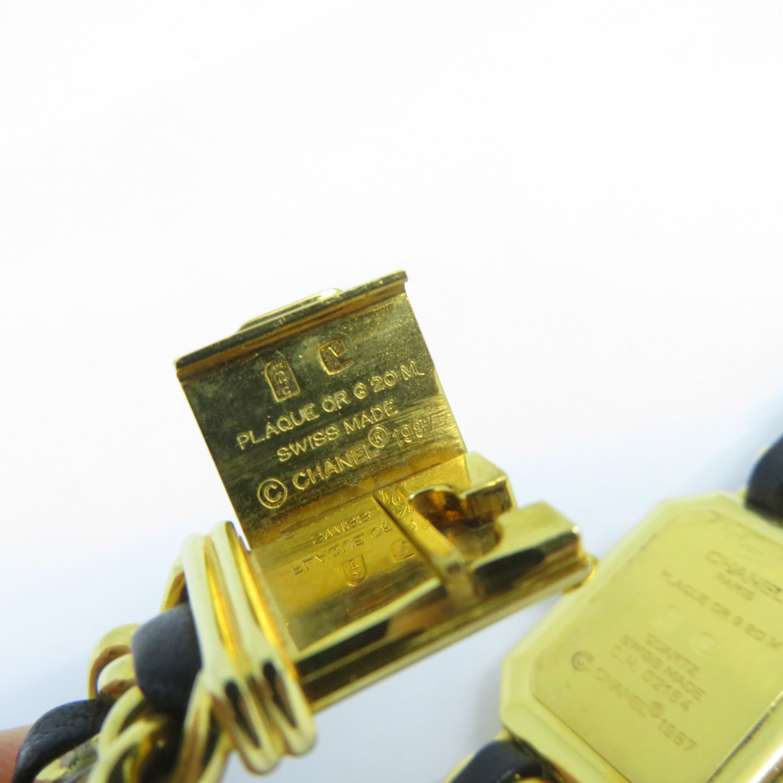CHANEL Premiere M鍍金石英機芯手錶黑色/金色