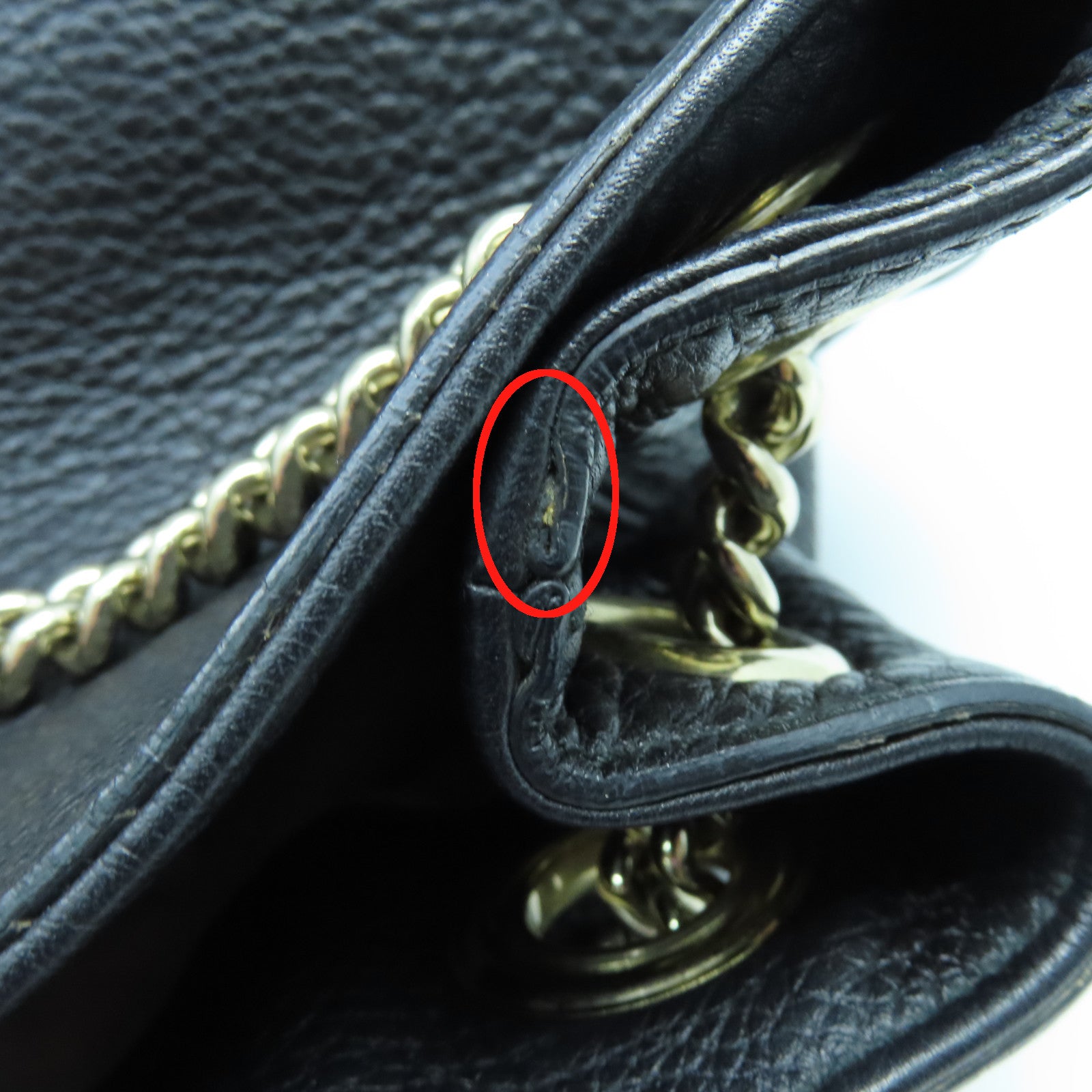 GUCCI 牛皮皮革Chain Shoulder金扣肩背袋黑色