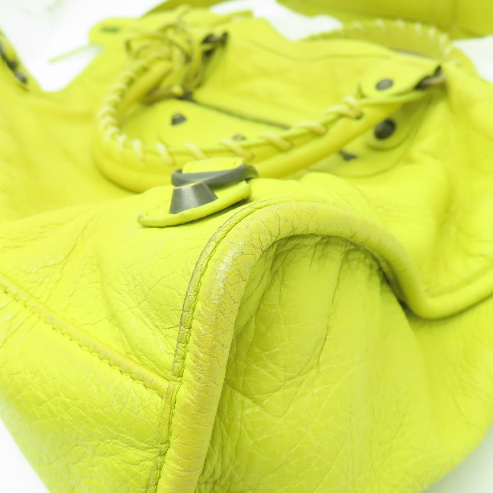 BALENCIAGA 羊皮皮革City黑扣手挽肩背兩用袋黃色