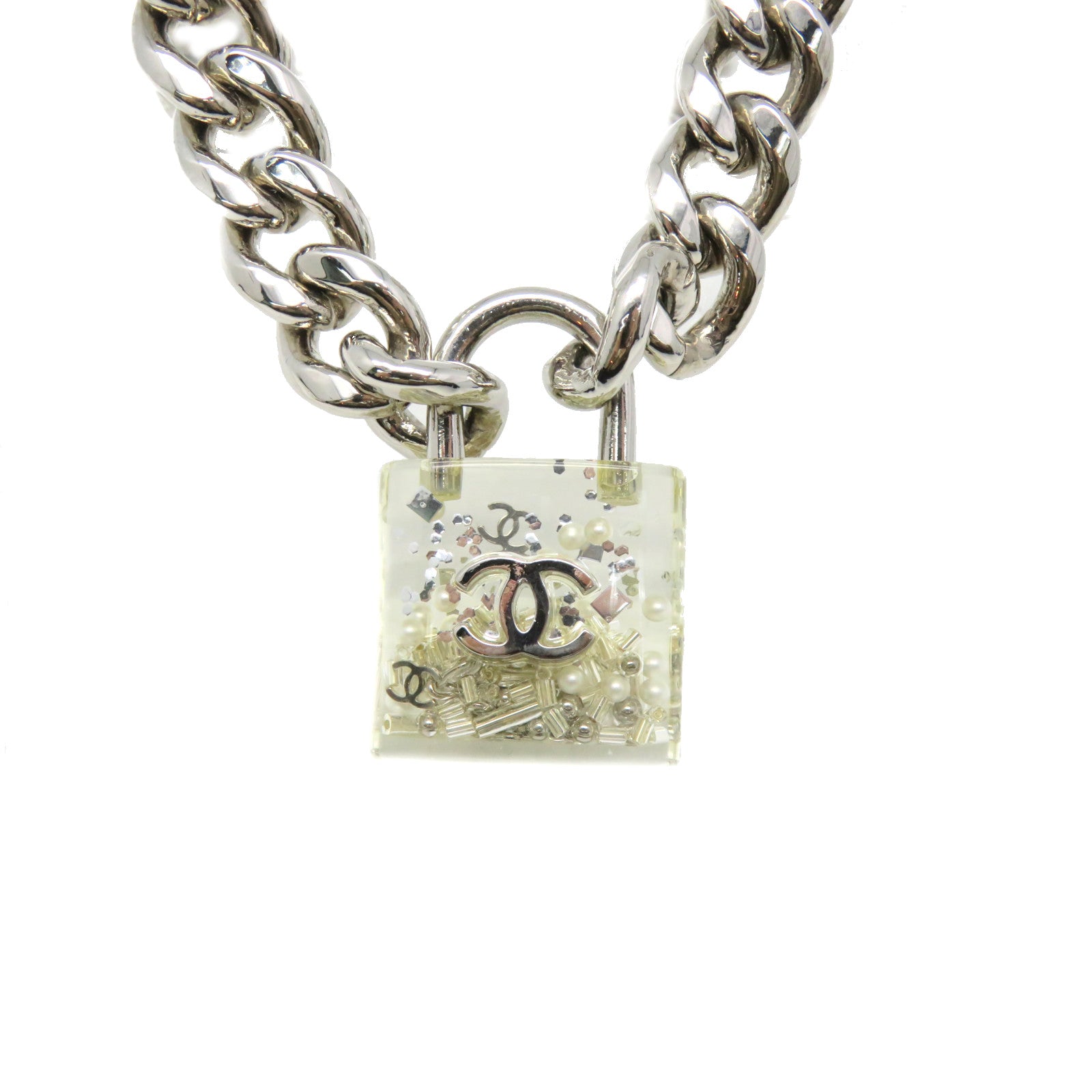 CHANEL 金屬/PCV Necklace項鏈銀色/透明色