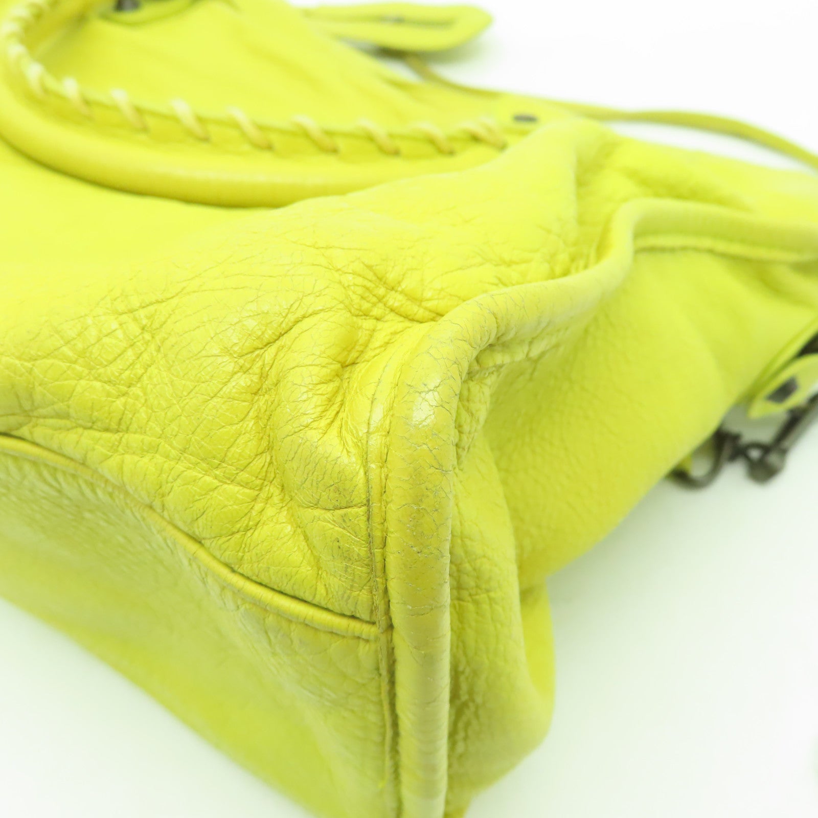 BALENCIAGA 羊皮皮革City黑扣手挽肩背兩用袋黃色