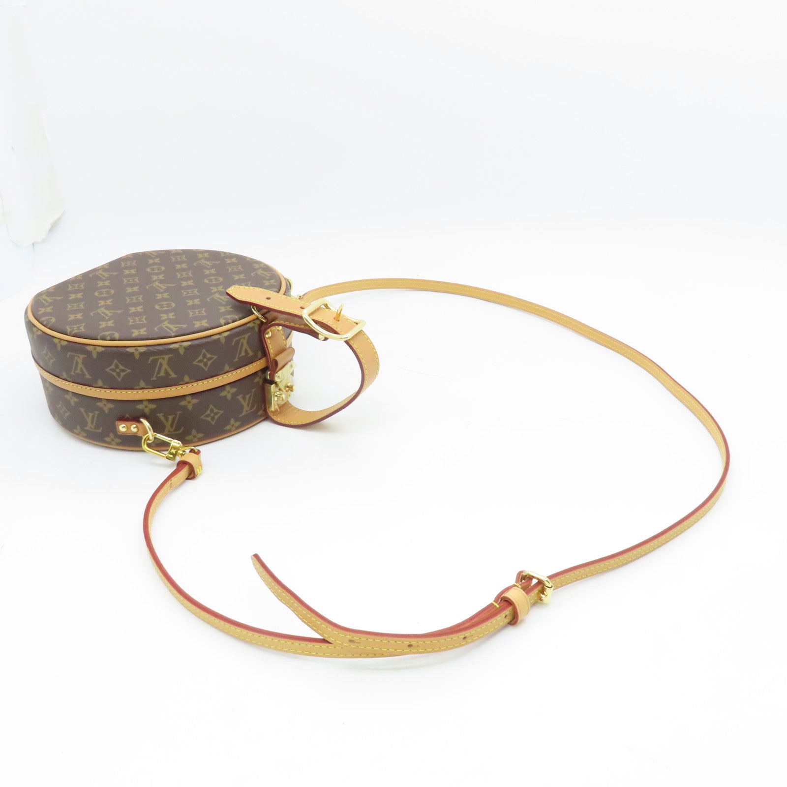 LOUIS VUITTON Monogram Bolite Petite Chapeau Gold Buckle Shoulder Bag Brown