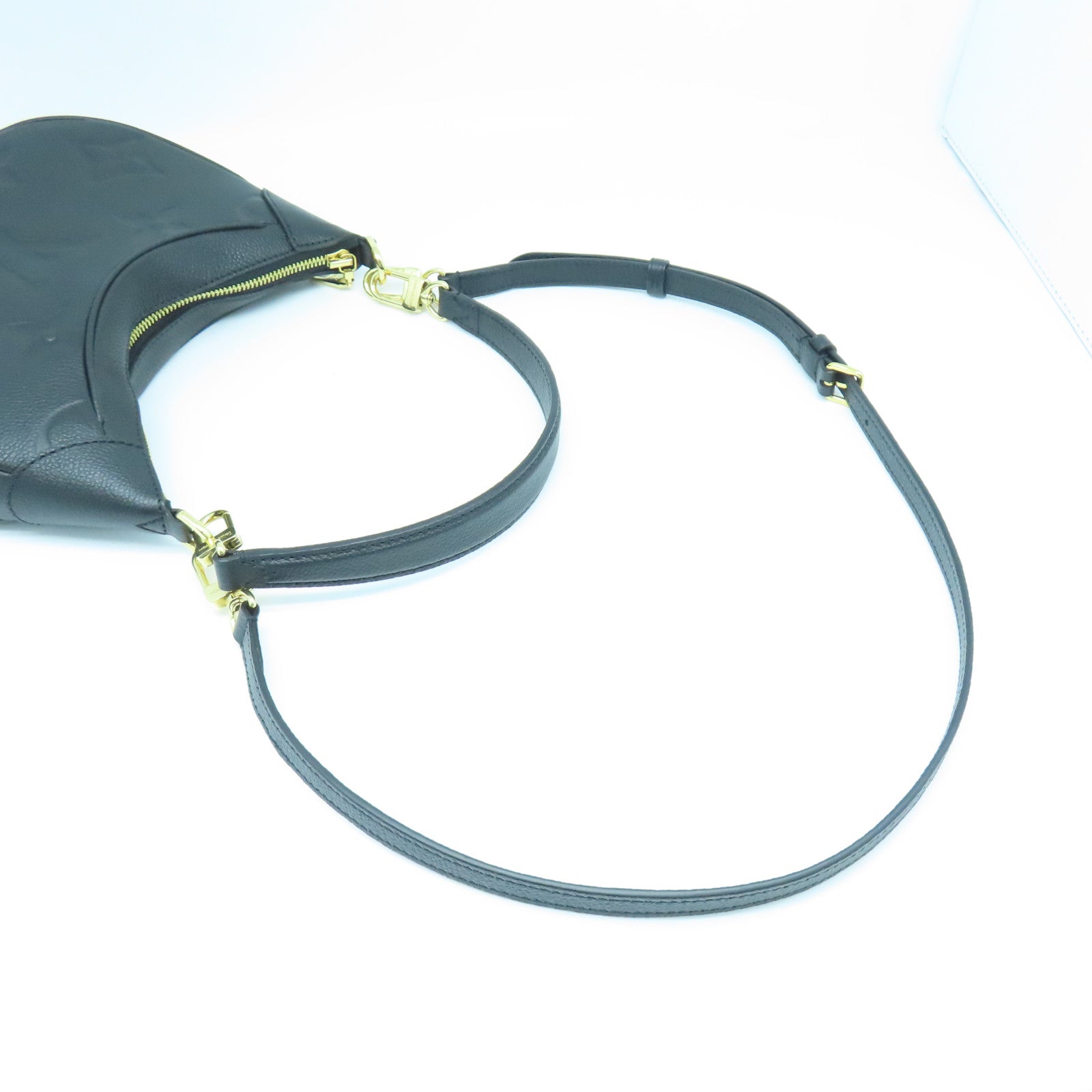 LOUIS VUITTON Monogram Empreinte Bagatelle gold buckle shoulder shoulder bag black
