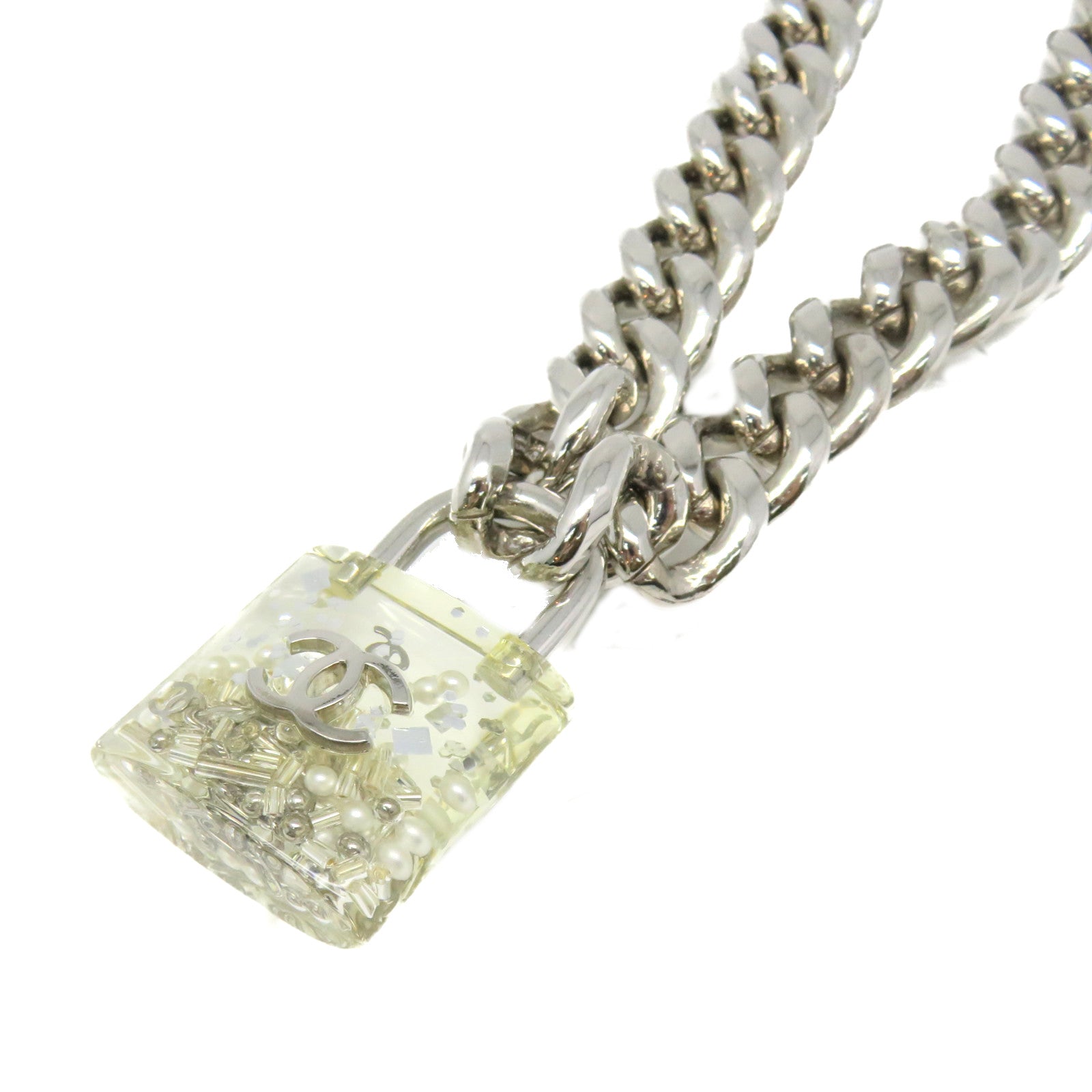 CHANEL 金屬/PCV Necklace項鏈銀色/透明色