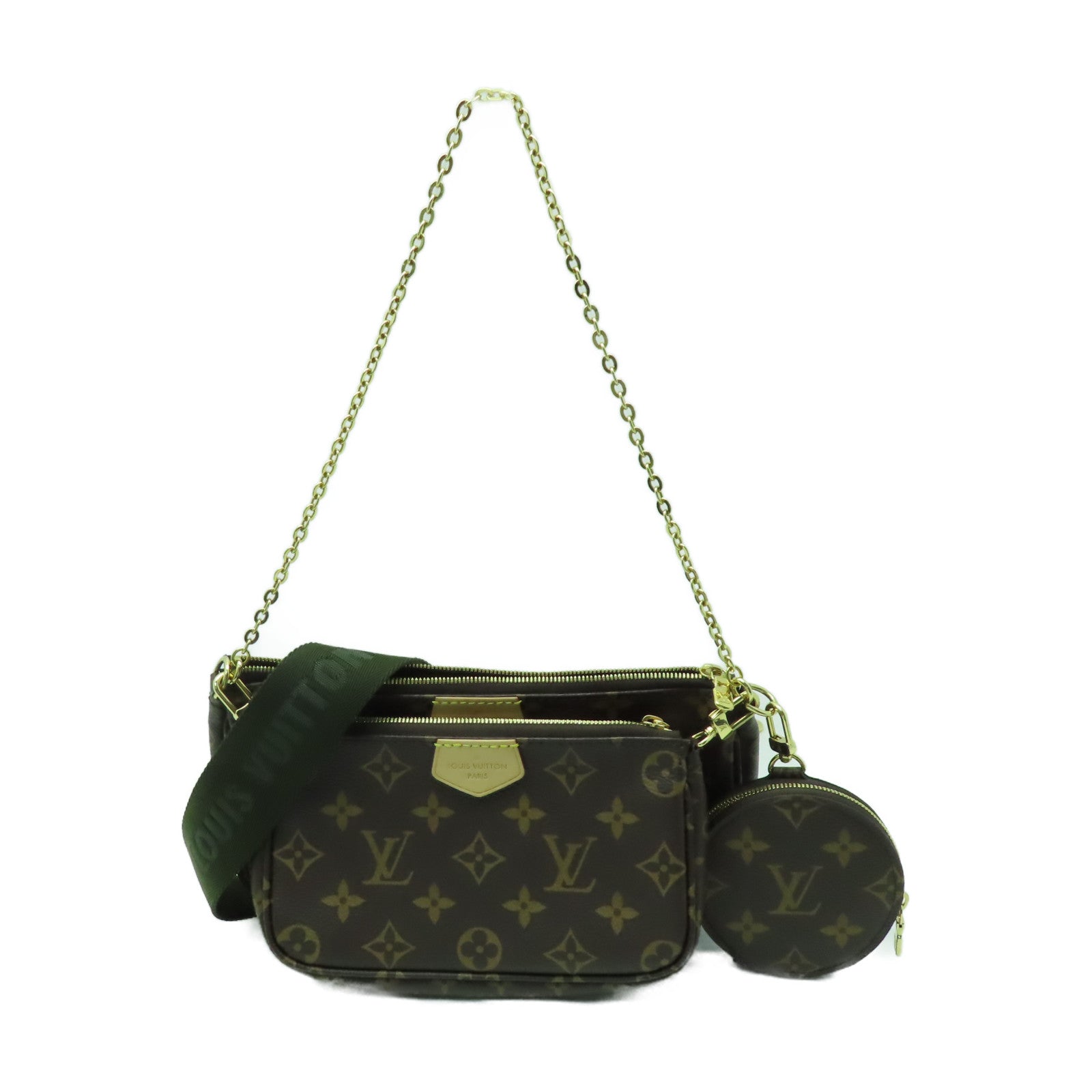 LOUIS VUITTON Monogram Multi Pochette Accessoires金扣肩背袋啡色