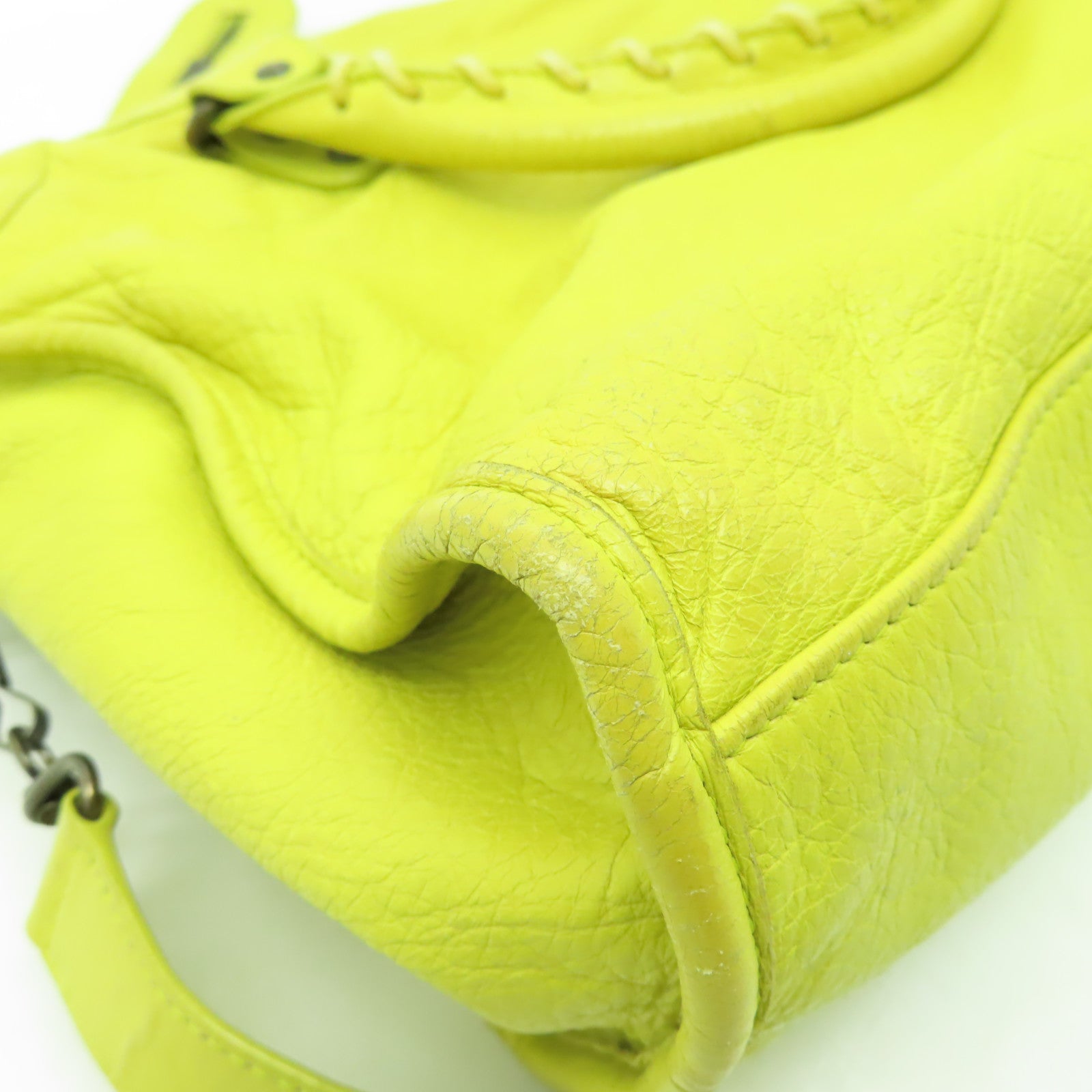 BALENCIAGA 羊皮皮革City黑扣手挽肩背兩用袋黃色