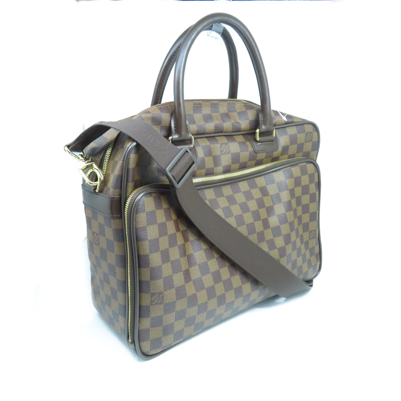 LOUIS VUITTON Damier Ebene Icare金扣肩背袋棕色