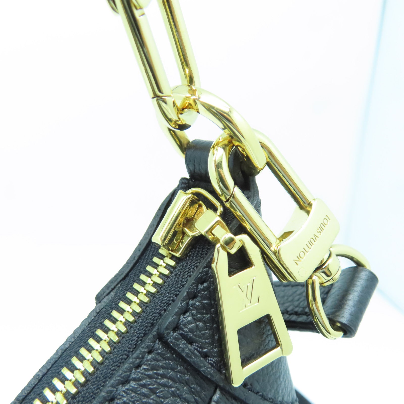 LOUIS VUITTON Monogram Empreinte Bagatelle gold buckle shoulder shoulder bag black