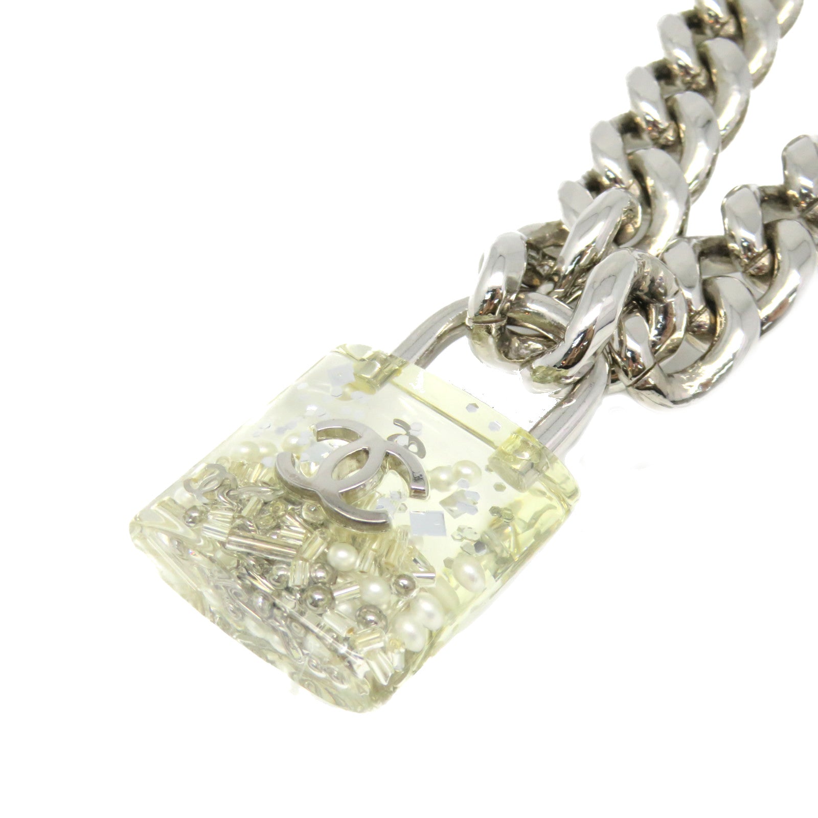 CHANEL 金屬/PCV Necklace項鏈銀色/透明色