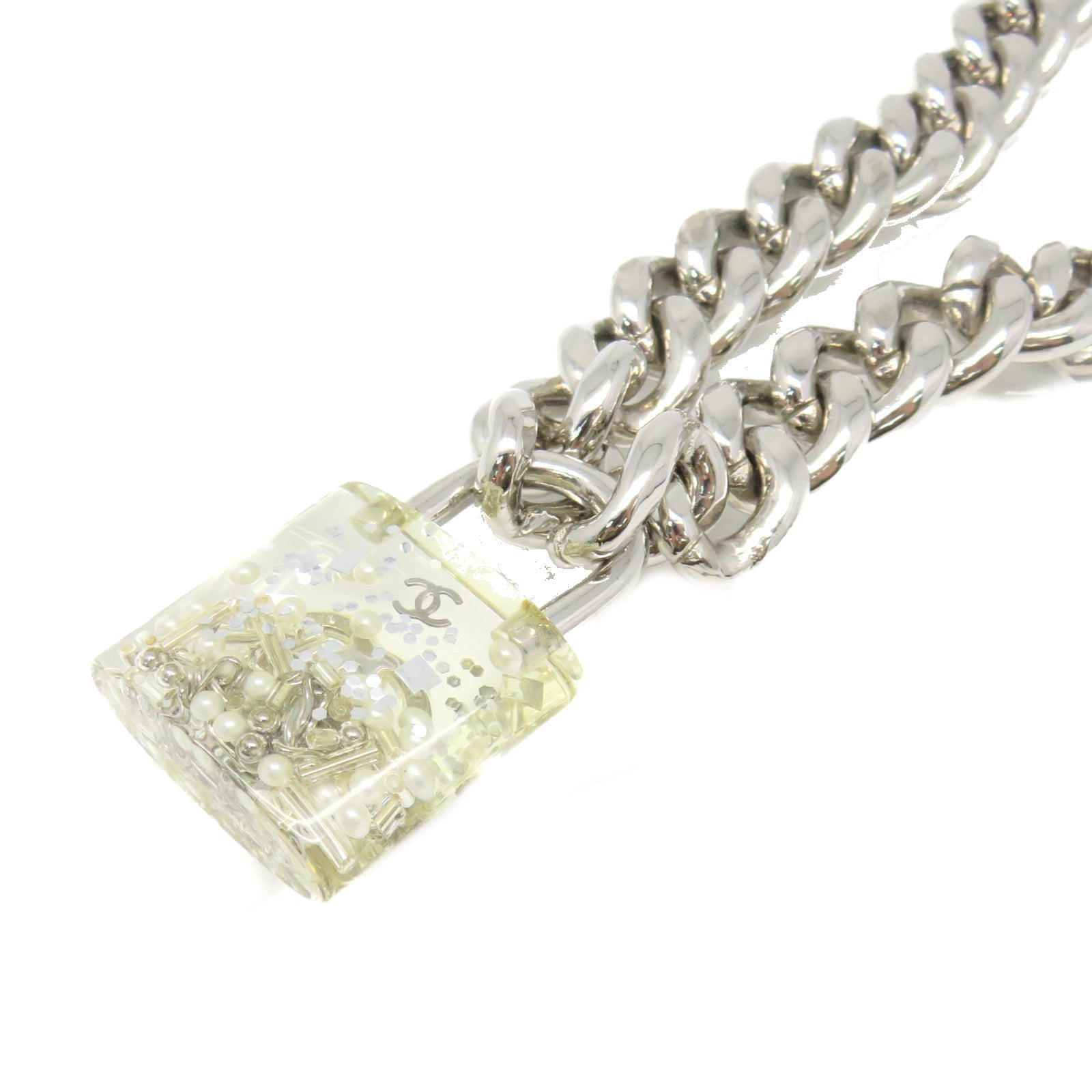 CHANEL 金屬/PCV Necklace項鏈銀色/透明色