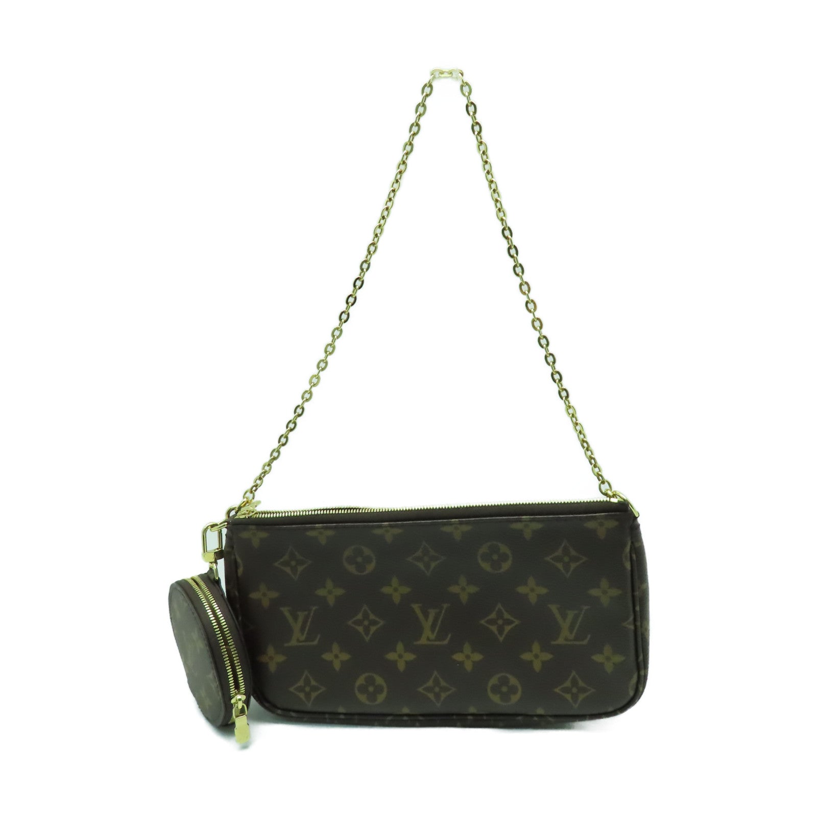 LOUIS VUITTON Monogram Multi Pochette Accessoires金扣肩背袋啡色