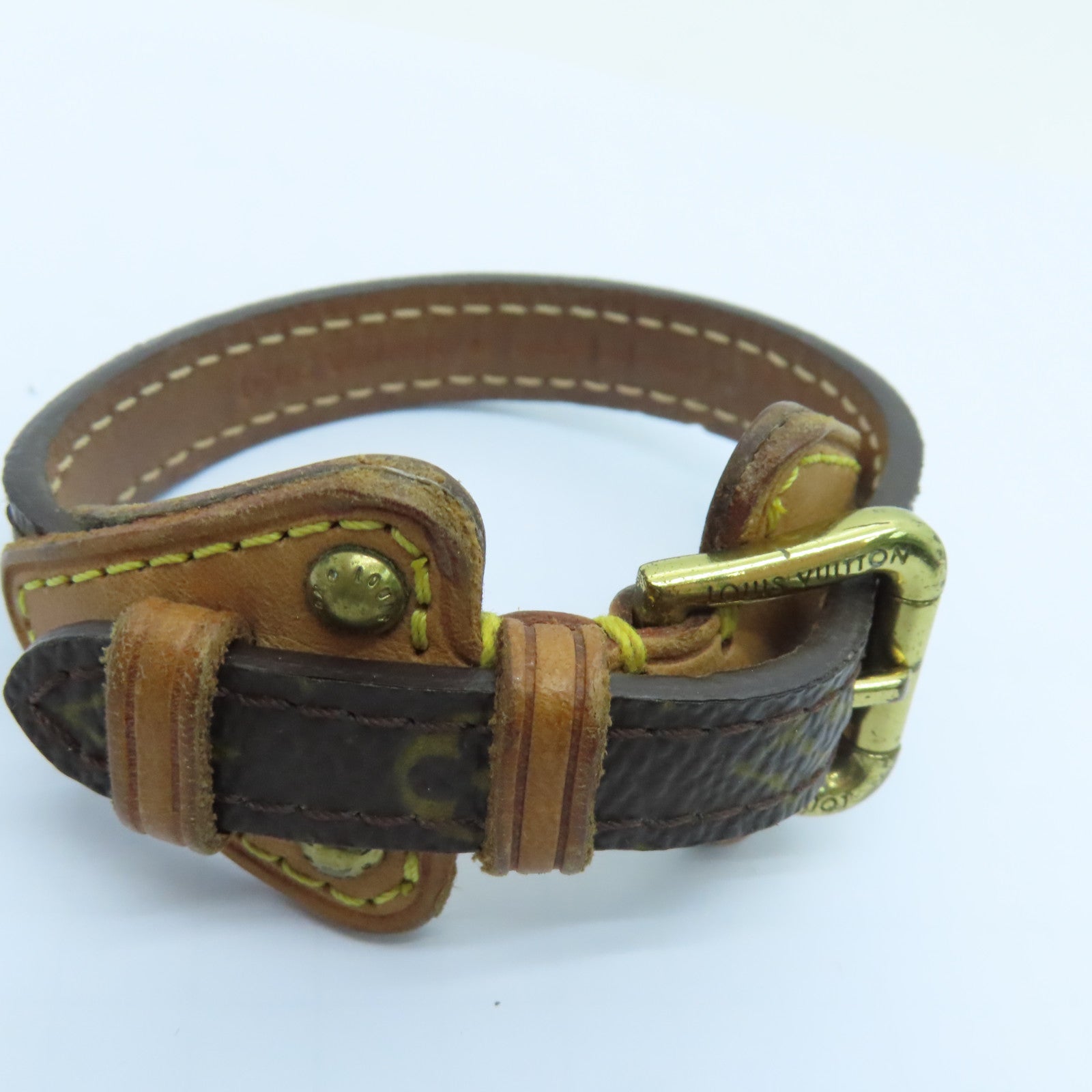 LOUIS VUITTON Monogram Bracelet手镯金扣啡色