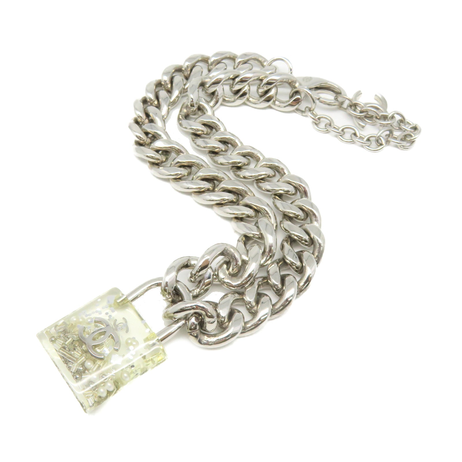 CHANEL 金屬/PCV Necklace項鏈銀色/透明色