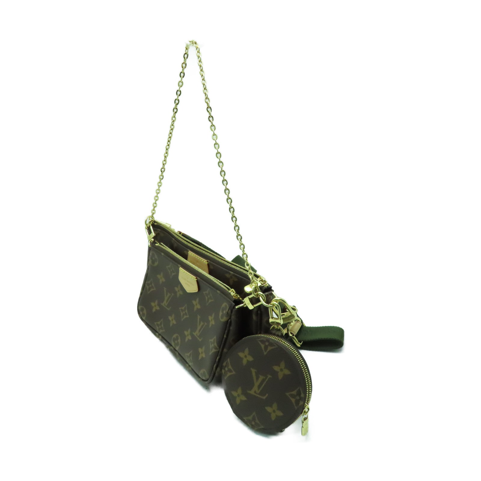 LOUIS VUITTON Monogram Multi Pochette Accessoires金扣肩背袋啡色
