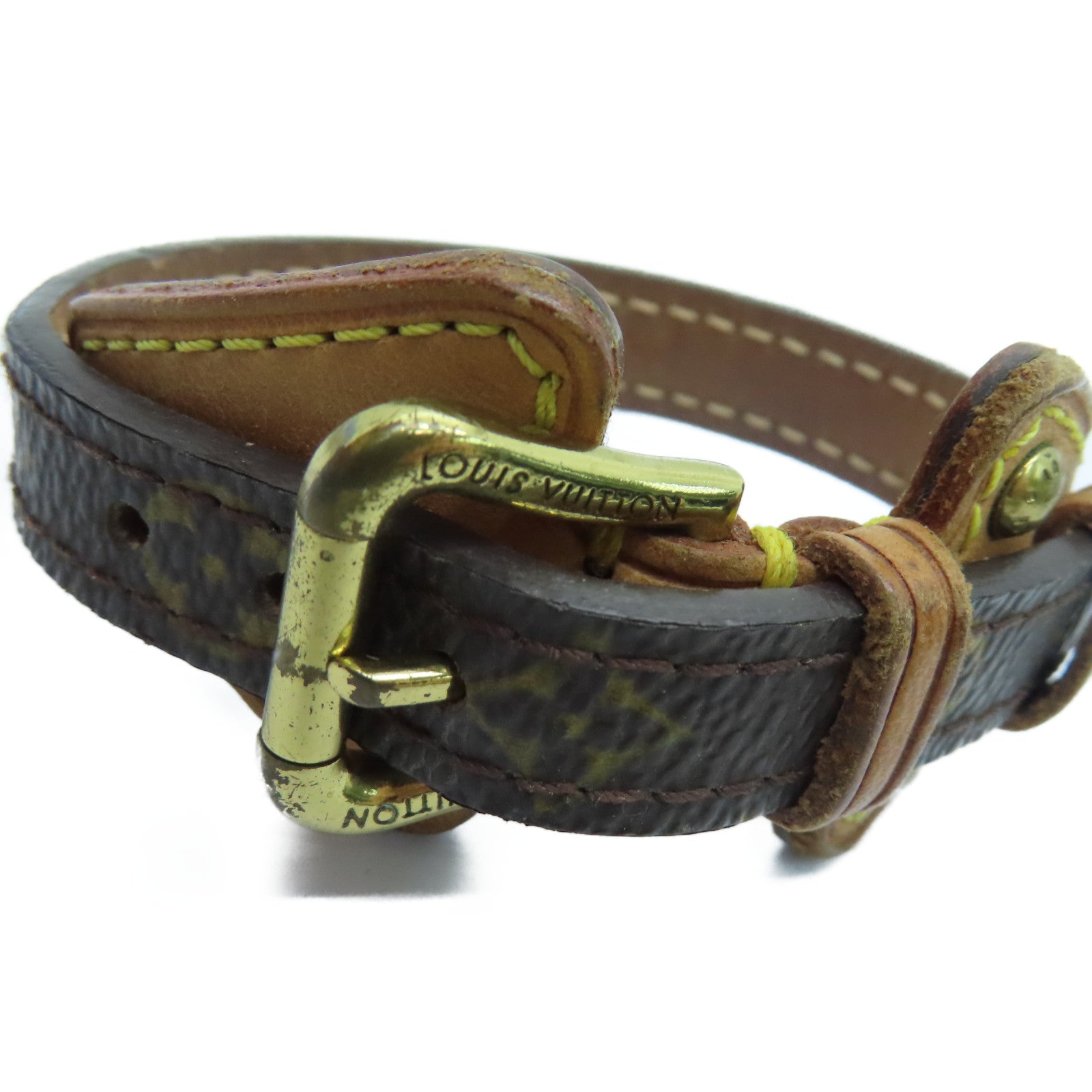 LOUIS VUITTON Monogram Bracelet手镯金扣啡色