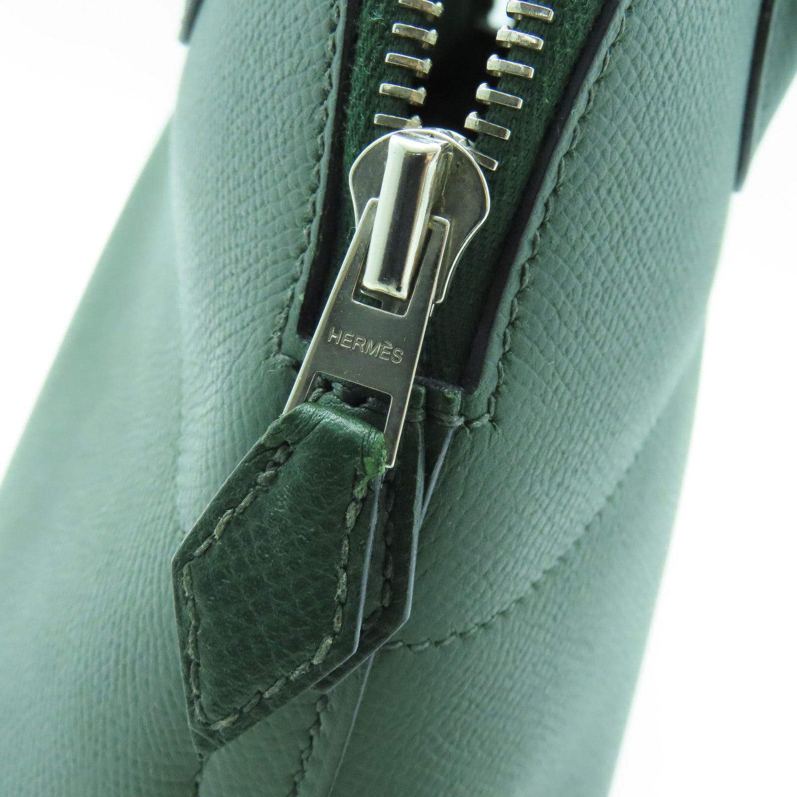 HERMES Epsom皮革Bolide 27 Hand Bag银扣手挽袋绿色