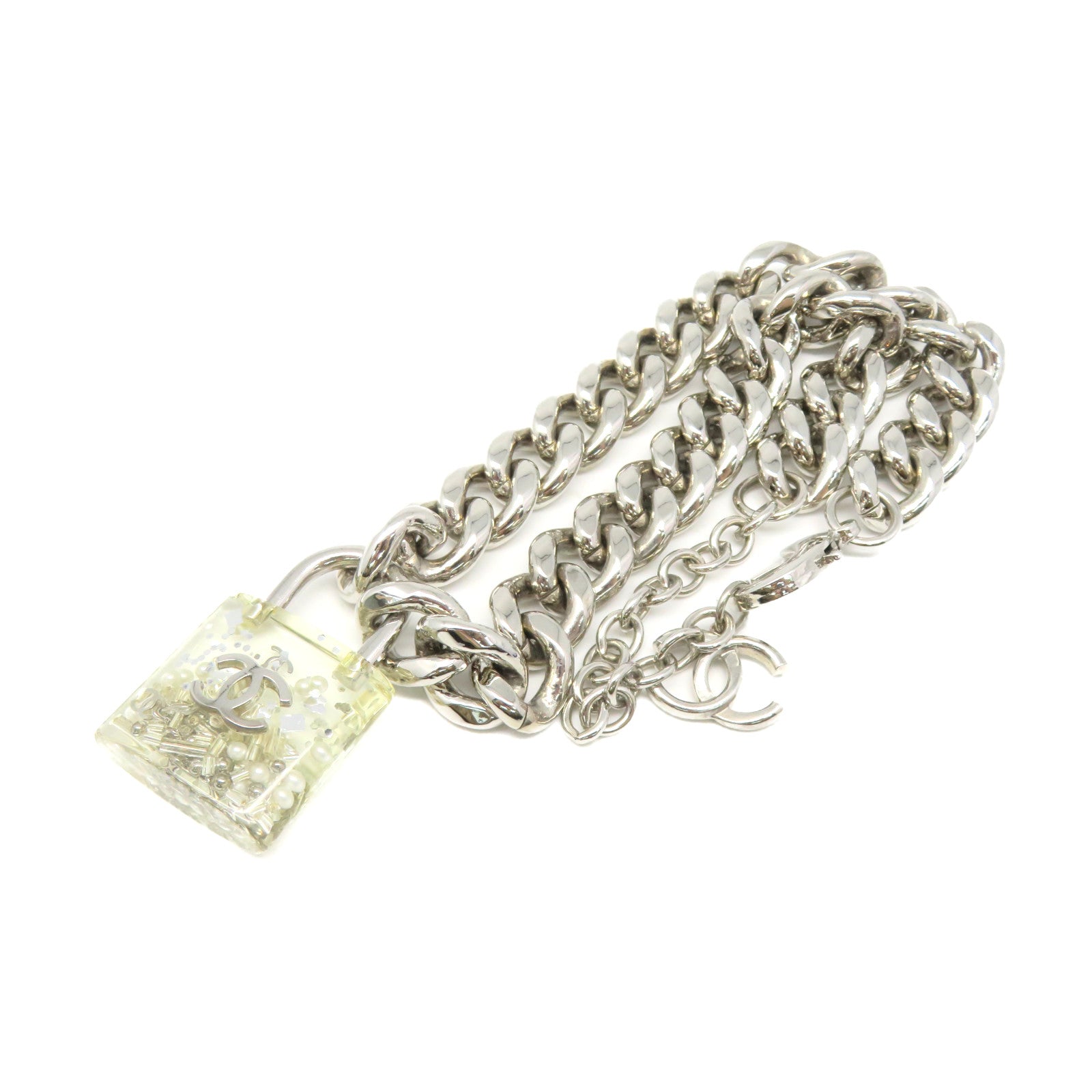 CHANEL 金屬/PCV Necklace項鏈銀色/透明色