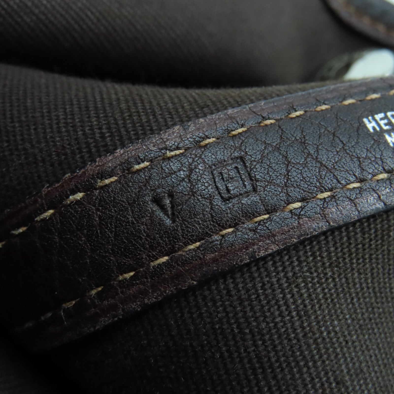 HERMES 帆布Garden Pocket TPM銀扣手挽肩背兩用袋巧克力色
