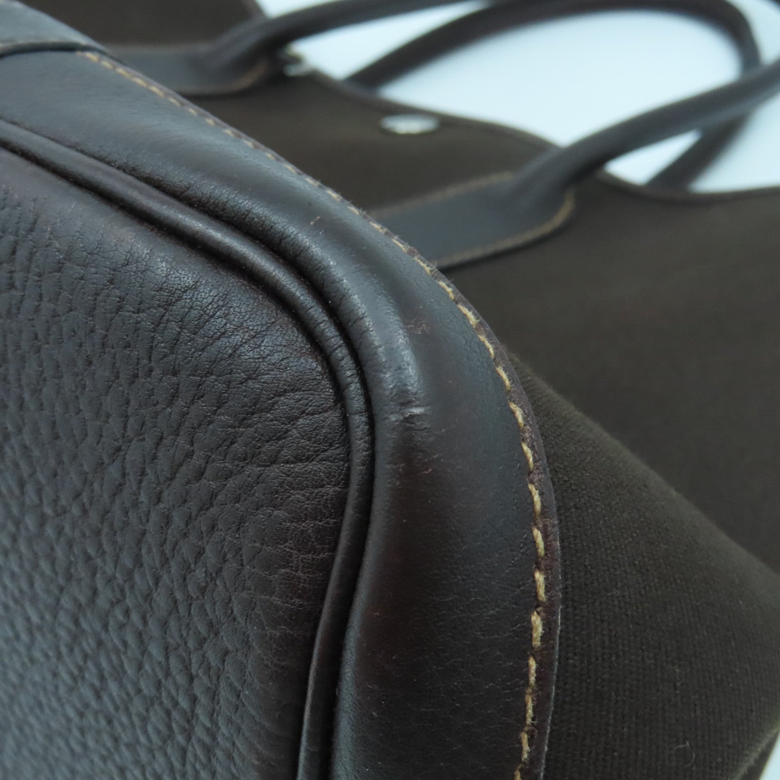 HERMES 帆布Garden Pocket TPM銀扣手挽肩背兩用袋巧克力色