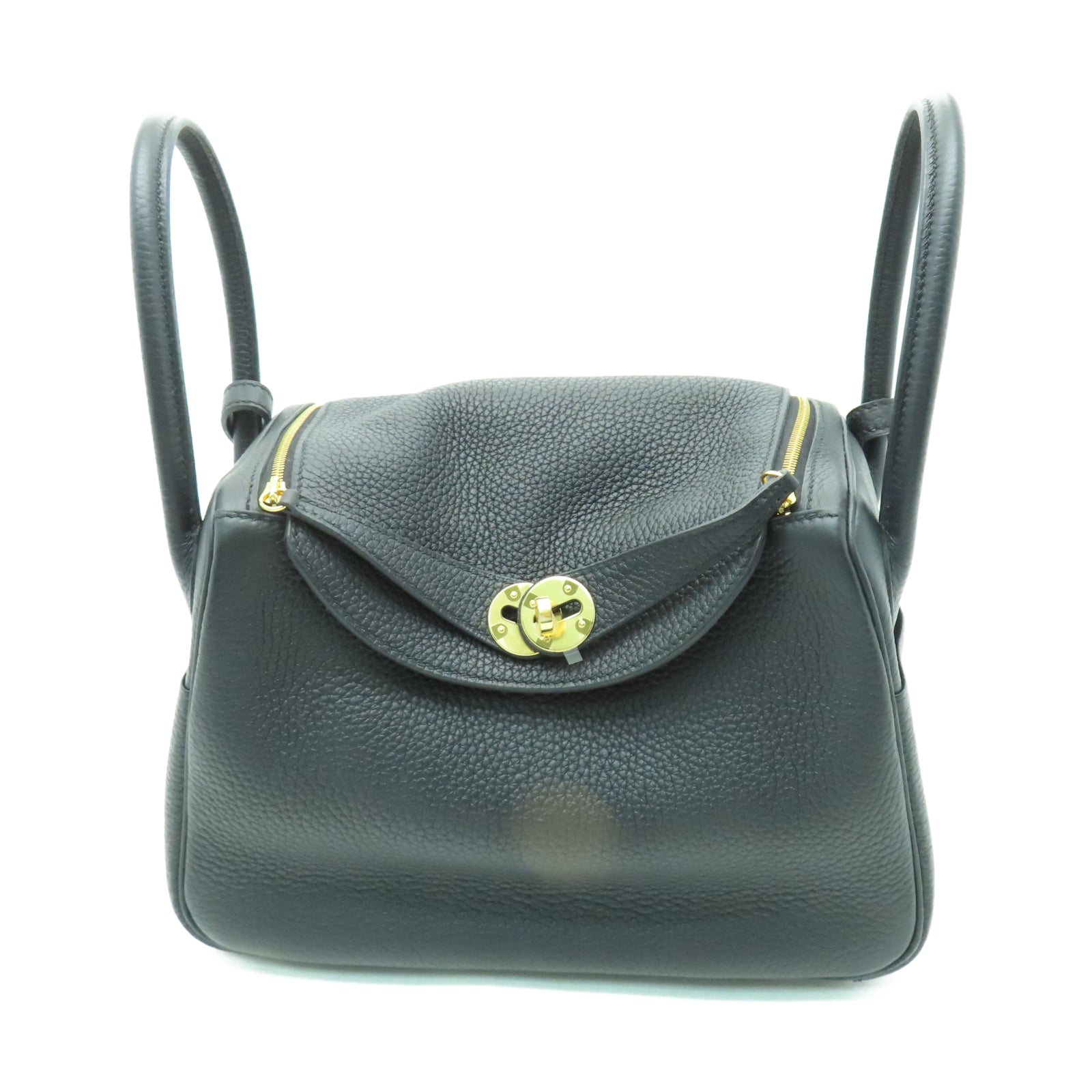 HERMES Taurillon Clemence皮革Lindy 26金扣手挽肩背兩用袋黑色
