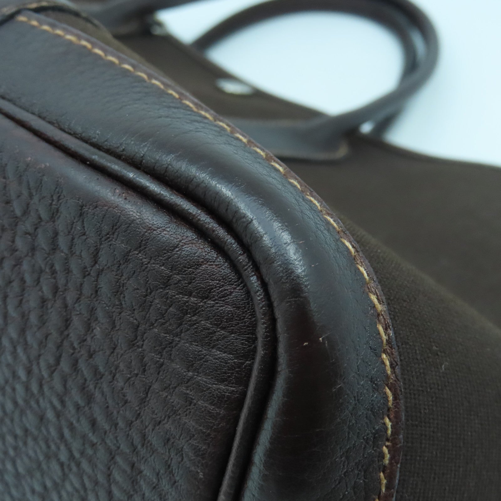HERMES 帆布Garden Pocket TPM銀扣手挽肩背兩用袋巧克力色