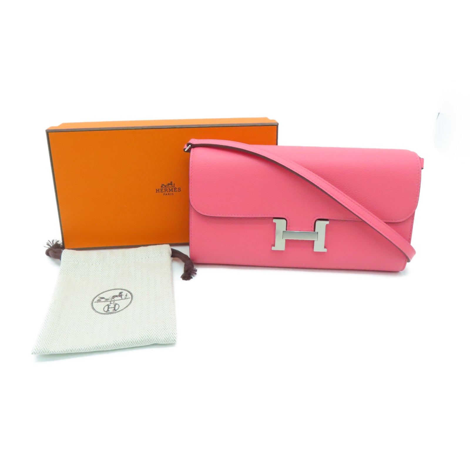 HERMES 【激减优惠】Evercolor皮革Constance Togo肩背袋新杜鹃桃色Rose Azalee