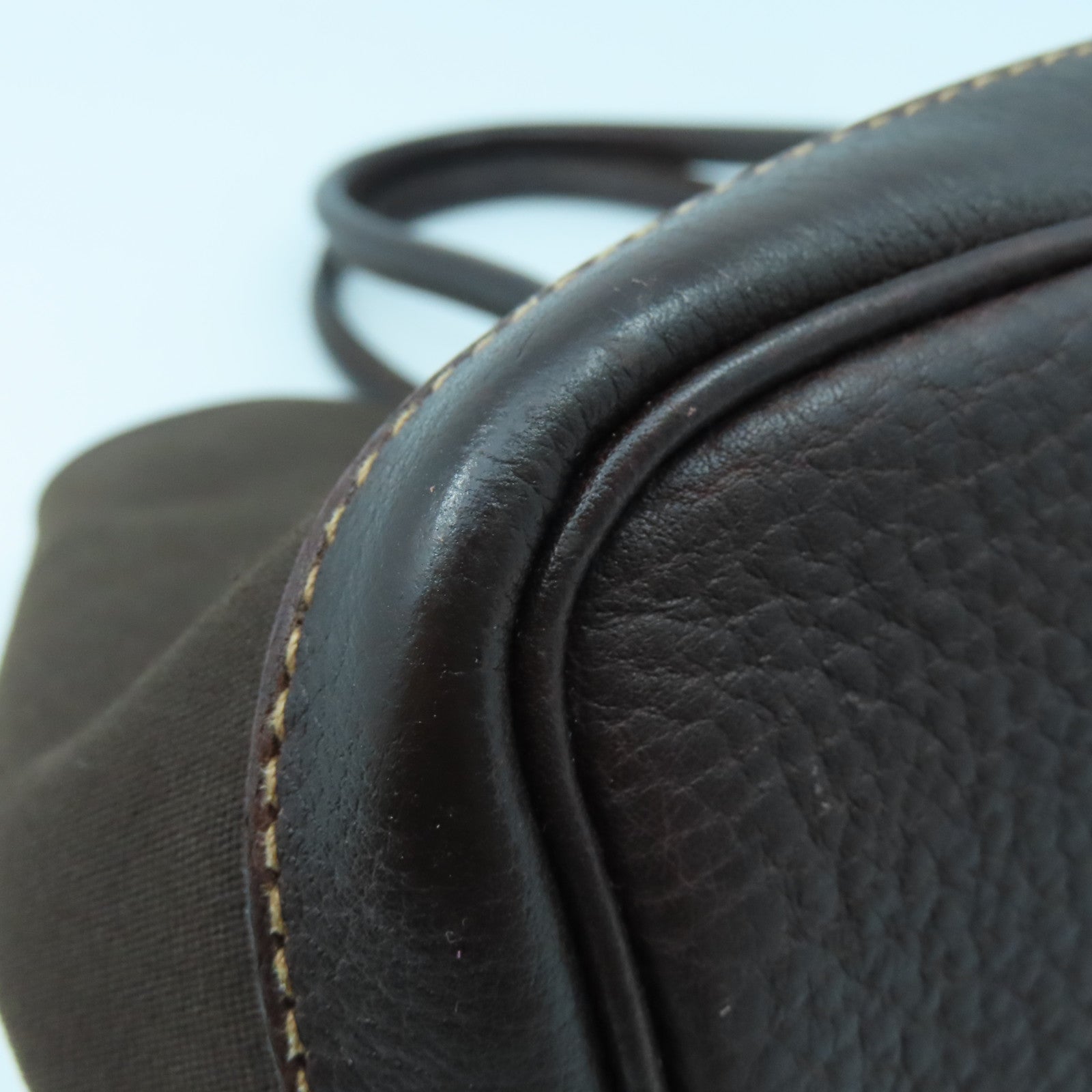 HERMES 帆布Garden Pocket TPM銀扣手挽肩背兩用袋巧克力色