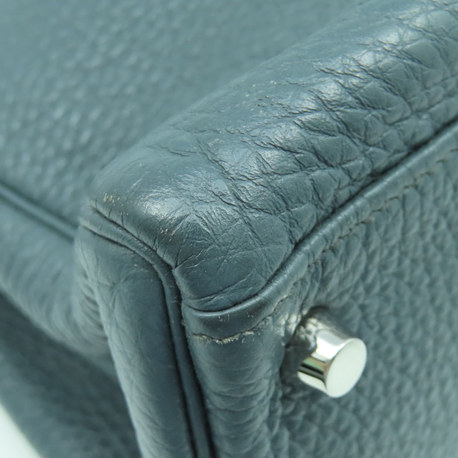 HERMES 【激減優惠】Clemence皮革Kelly 35銀扣手挽肩背兩用袋綠色