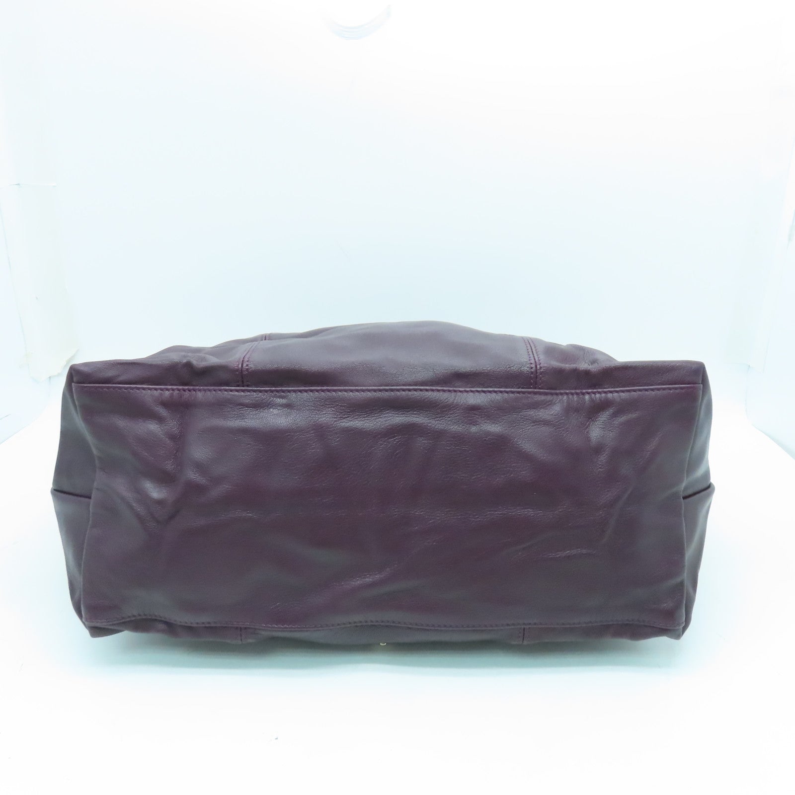 Longchamp Cowhide Leather 2 Way Shoulder Silver Buckle Handle Shoulder Bag Purple