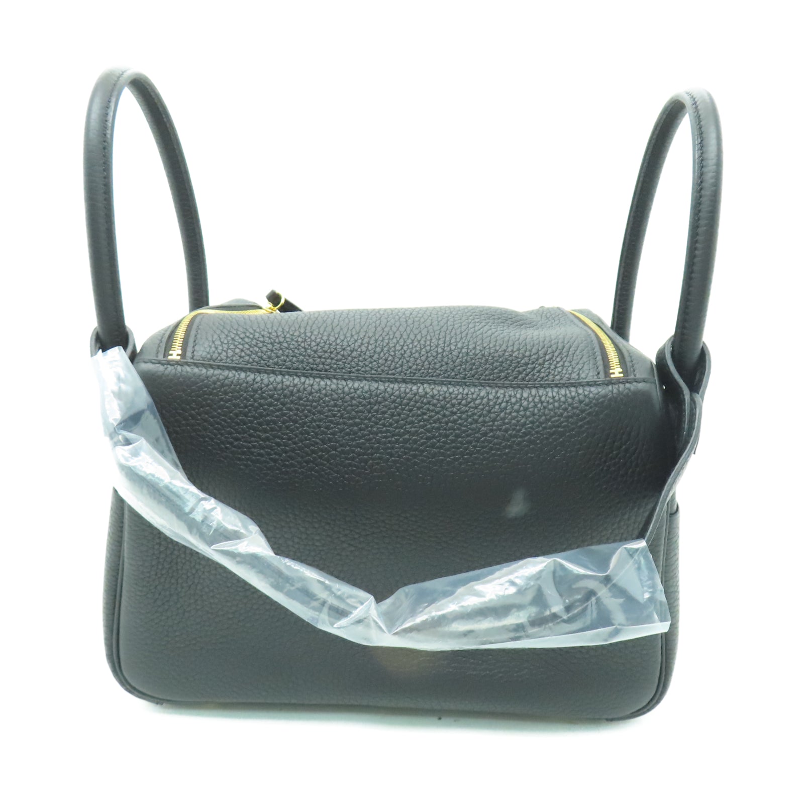 HERMES Taurillon Clemence皮革Lindy 26金扣手挽肩背兩用袋黑色