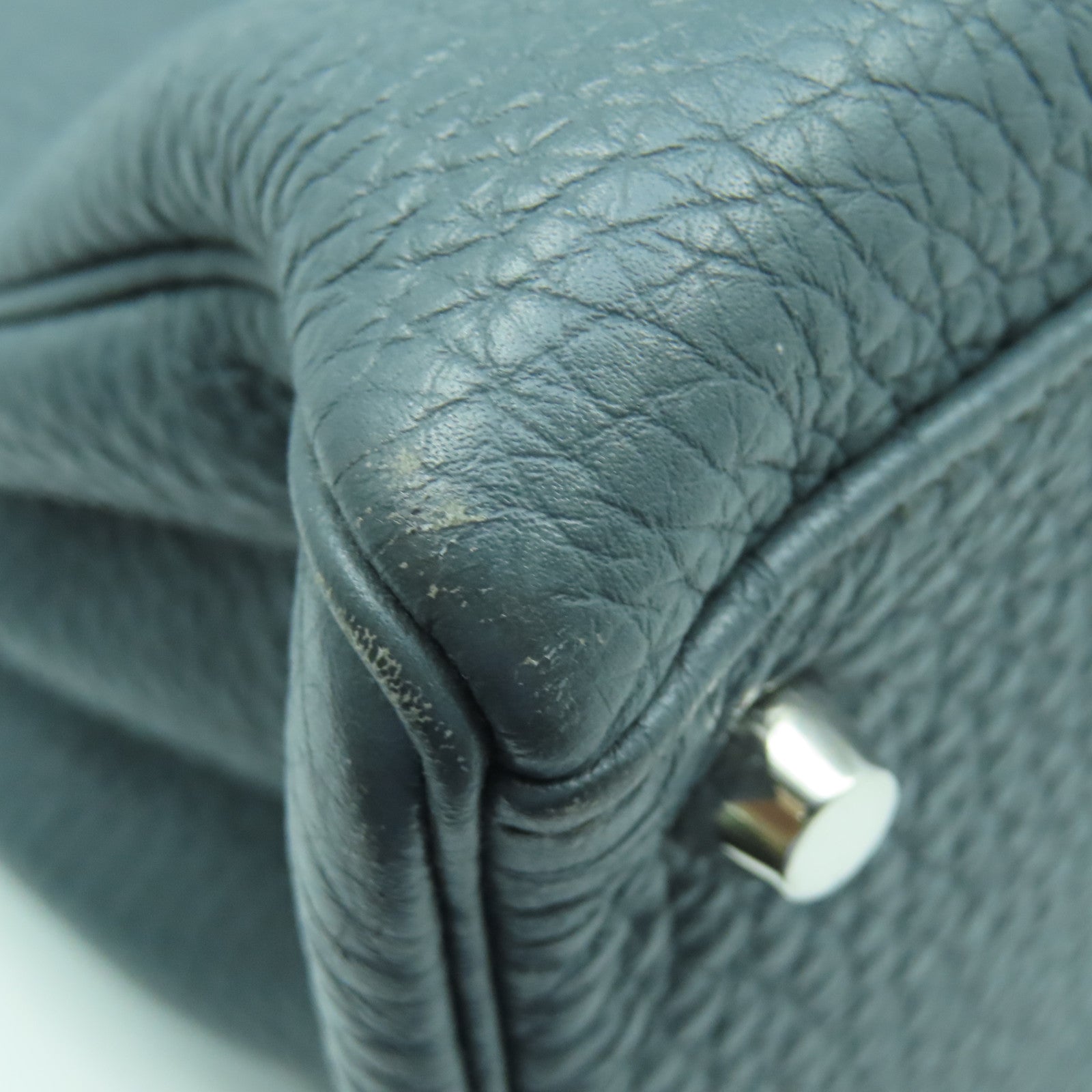 HERMES 【激減優惠】Clemence皮革Kelly 35銀扣手挽肩背兩用袋綠色