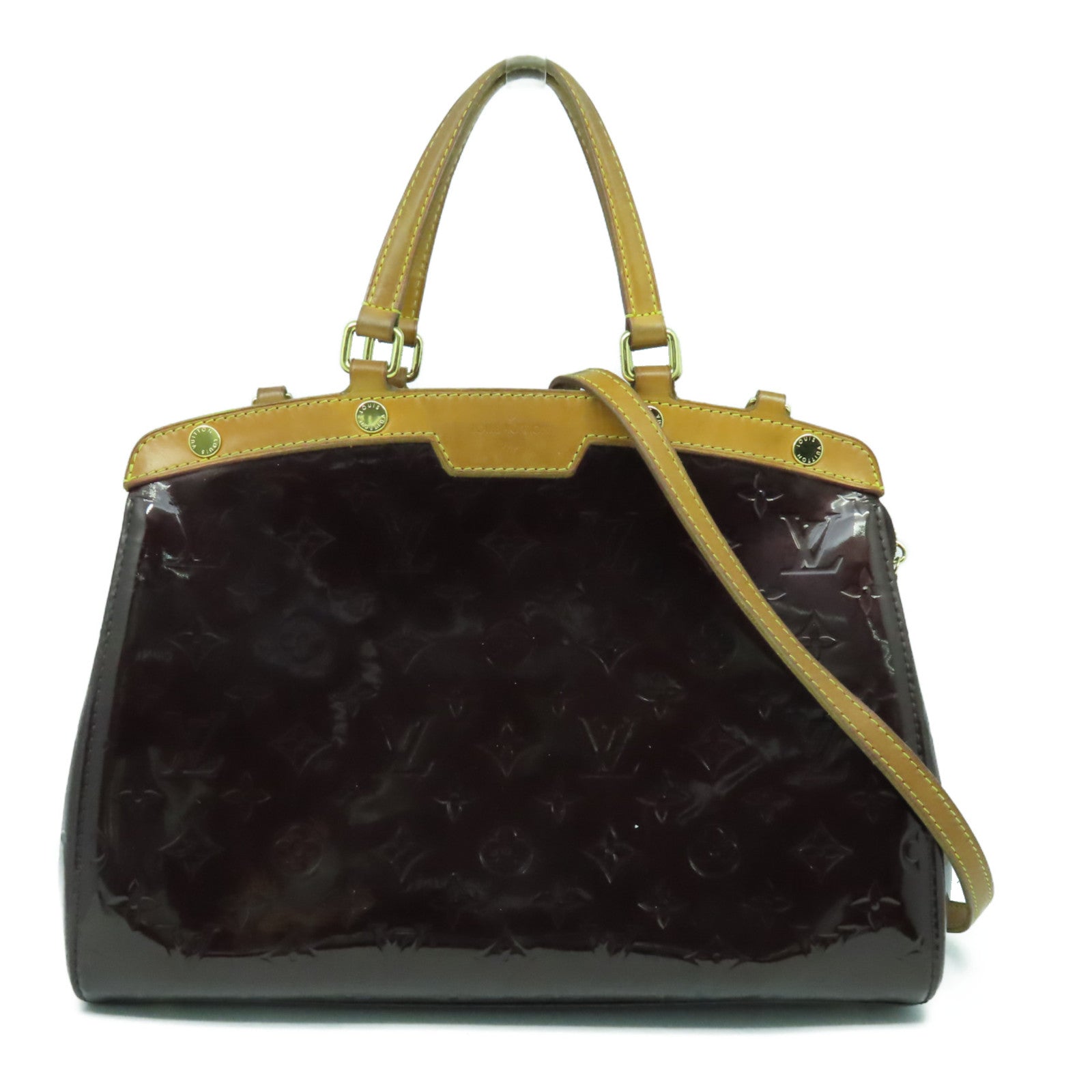 LOUIS VUITTON Monogram Vernis Blair MM金扣手挽肩背兩用袋酒紅色