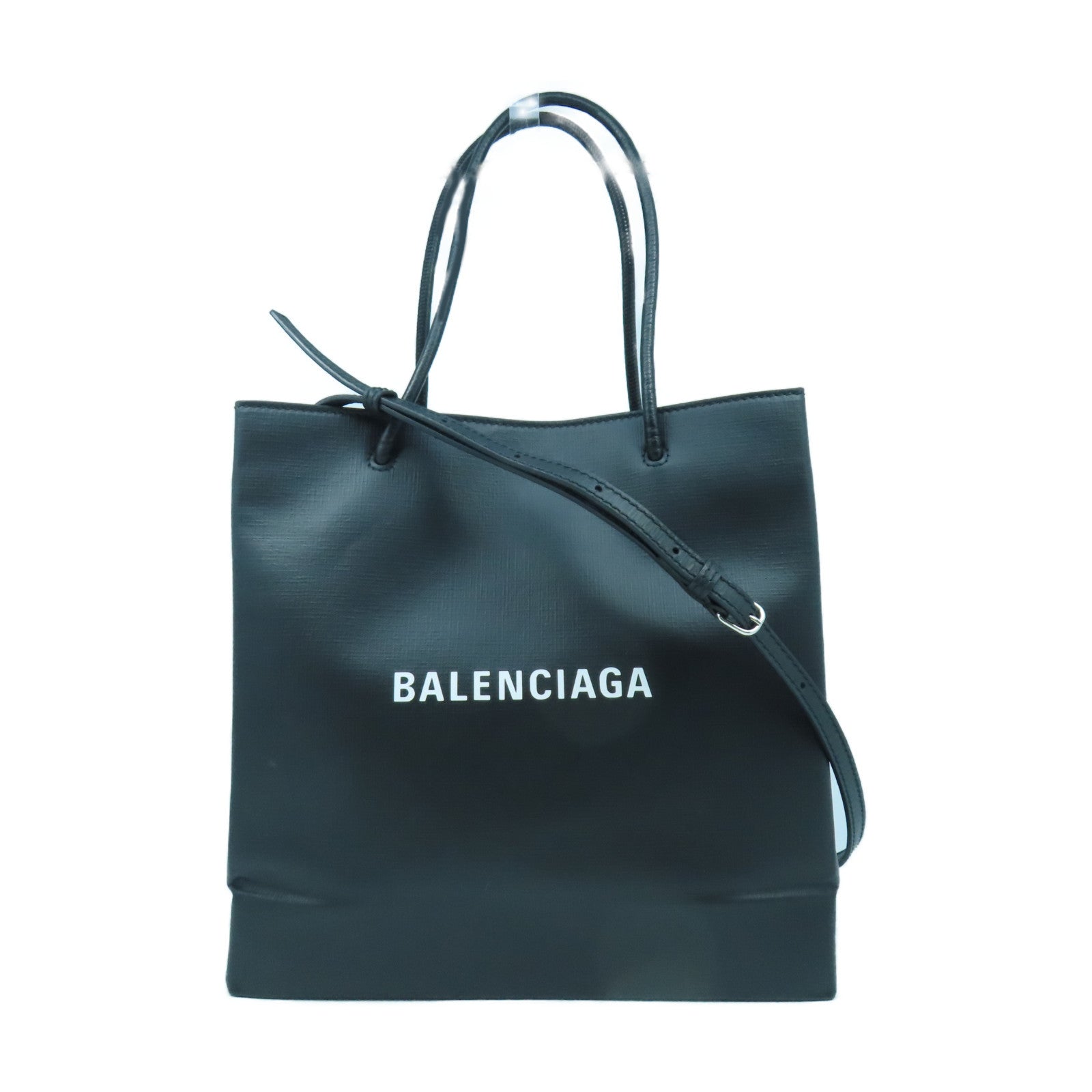 BALENCIAGA 牛皮皮革Shopping Bag銀扣手挽肩背兩用袋黑色