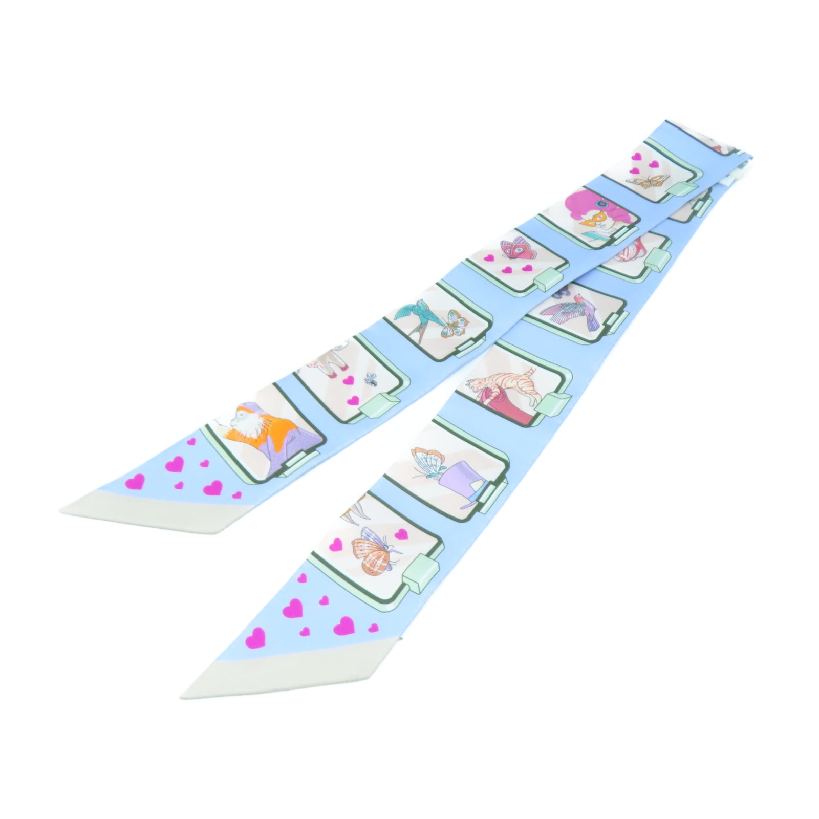 HERMES 【激減優惠】絲質Twilly Scarf絲巾淺藍色