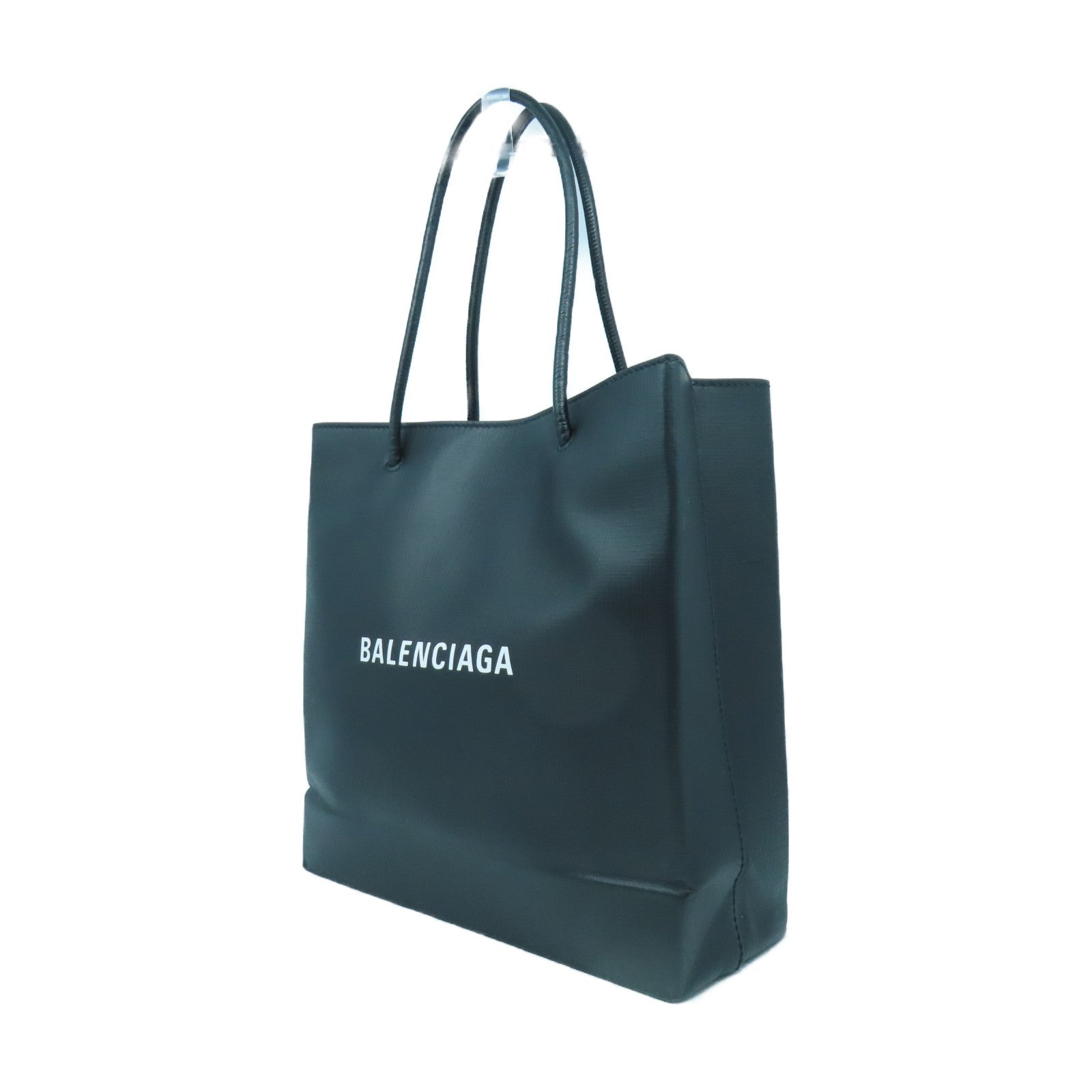 BALENCIAGA 牛皮皮革Shopping Bag銀扣手挽肩背兩用袋黑色