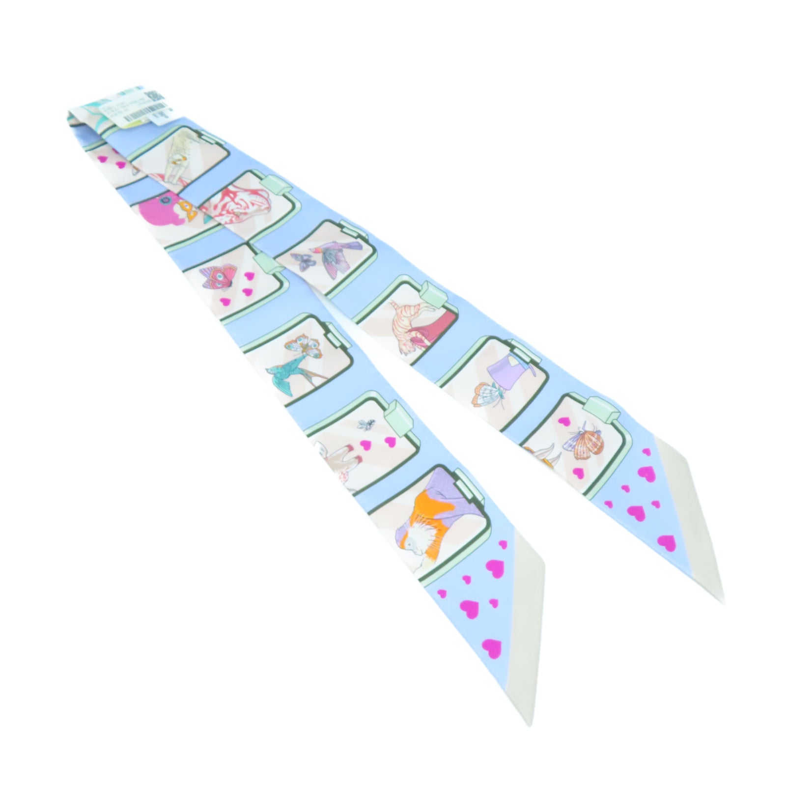 HERMES 【激減優惠】絲質Twilly Scarf絲巾淺藍色