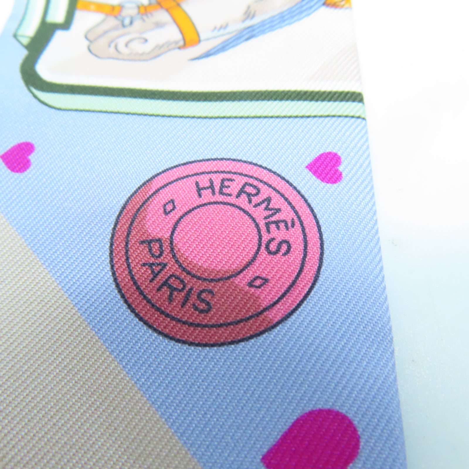 HERMES 【激減優惠】絲質Twilly Scarf絲巾淺藍色