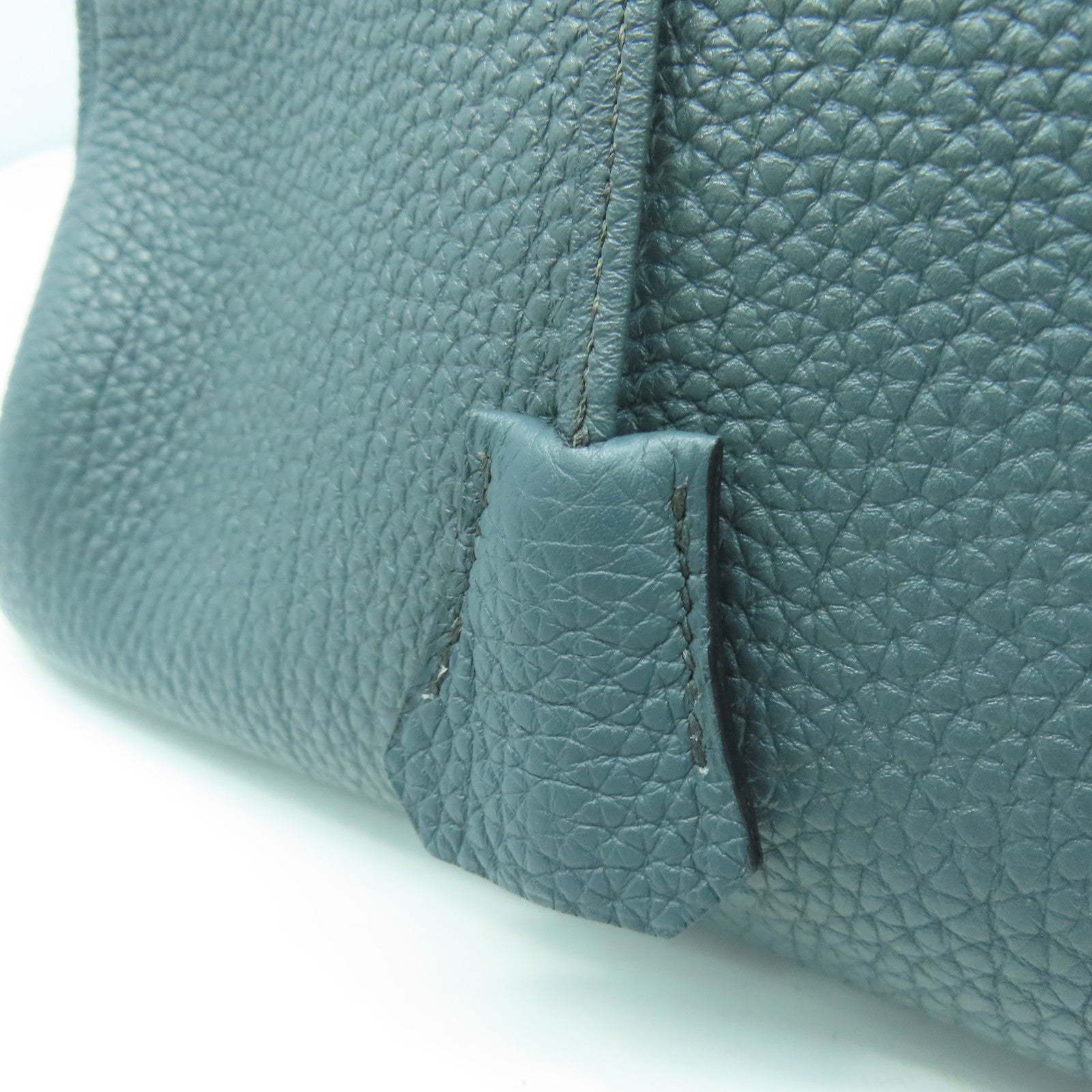 HERMES 【激減優惠】Clemence皮革Kelly 35銀扣手挽肩背兩用袋綠色