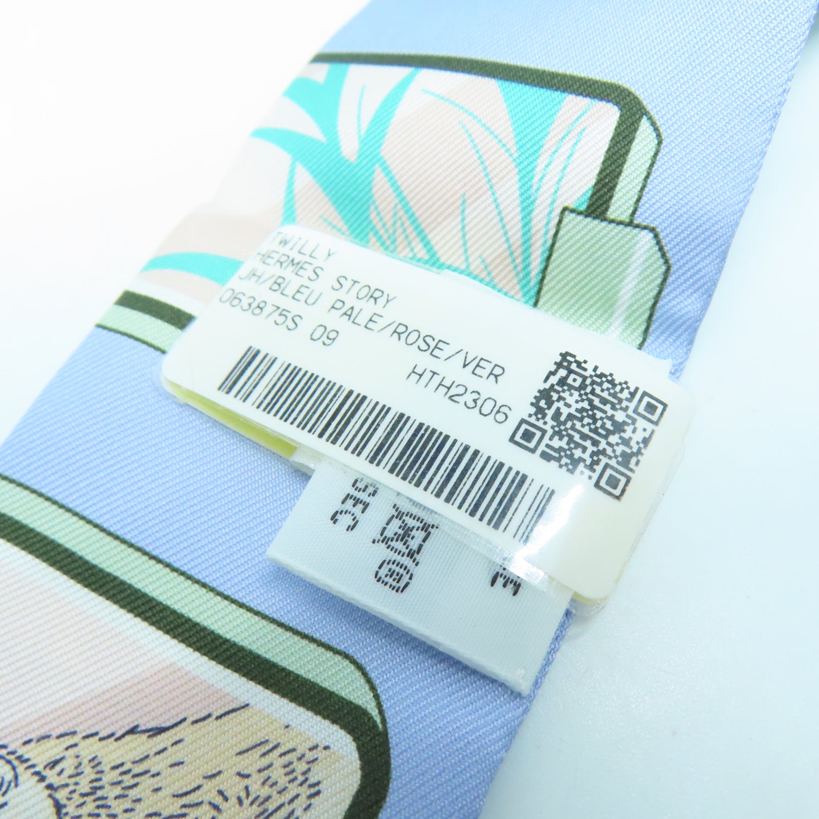 HERMES 【激減優惠】絲質Twilly Scarf絲巾淺藍色