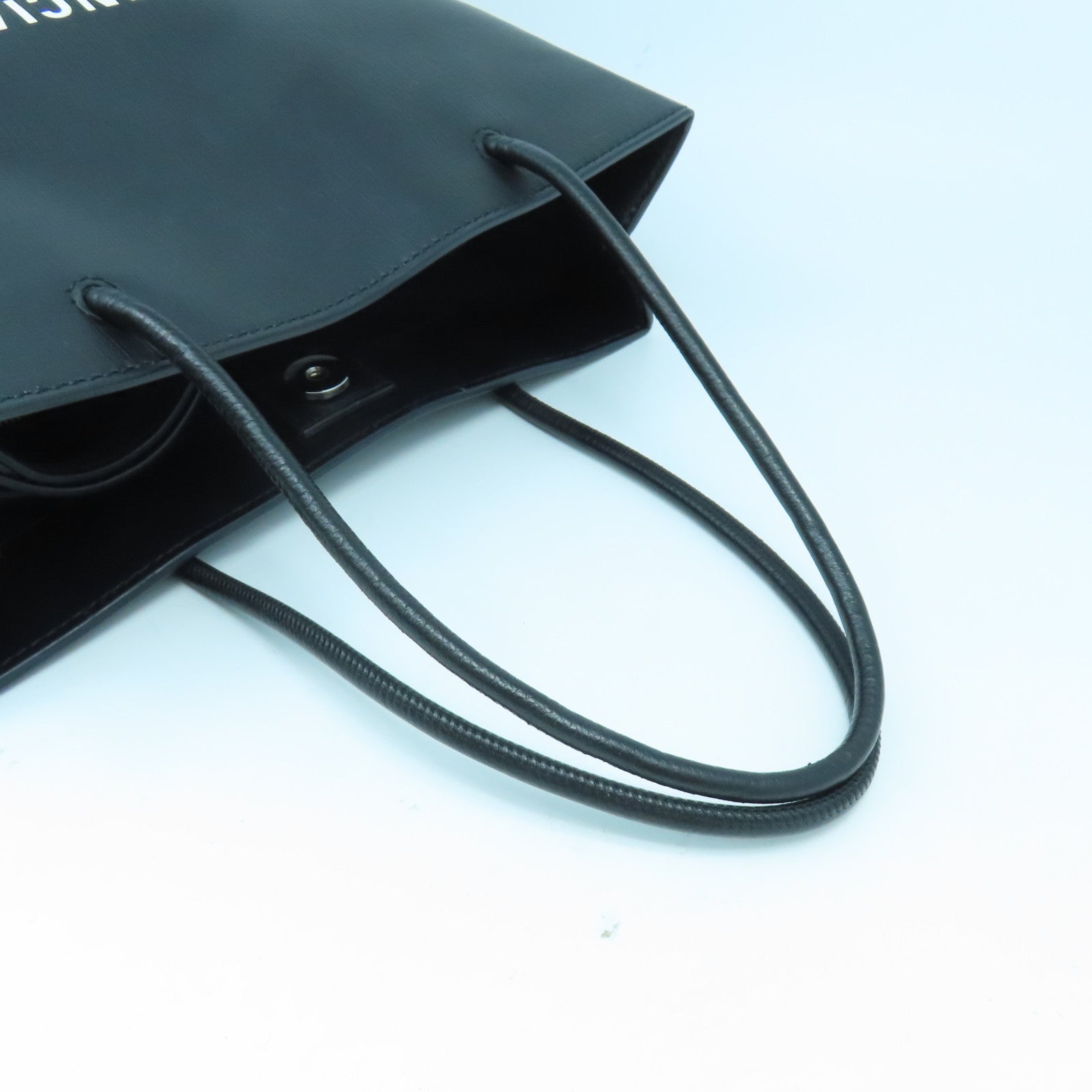 BALENCIAGA 牛皮皮革Shopping Bag銀扣手挽肩背兩用袋黑色