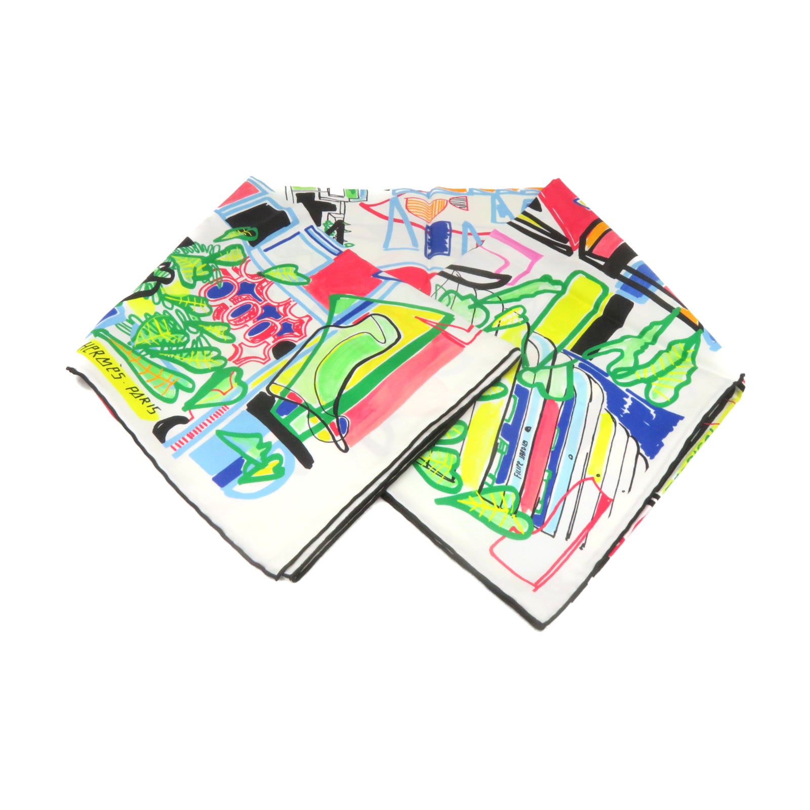 HERMES 【激減優惠】絲質Scarf 90x90絲巾白色/彩色