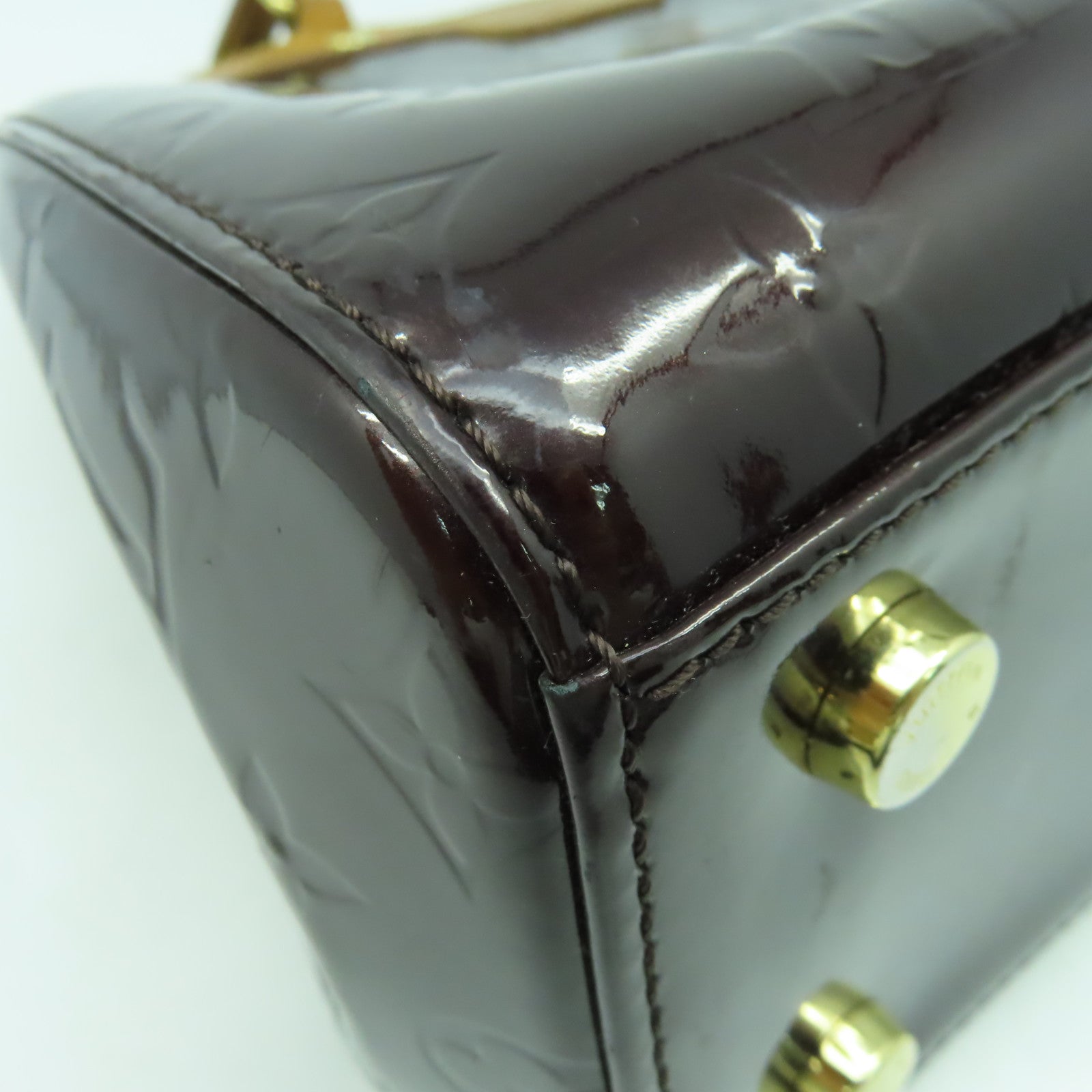 LOUIS VUITTON Monogram Vernis Blair MM金扣手挽肩背兩用袋酒紅色