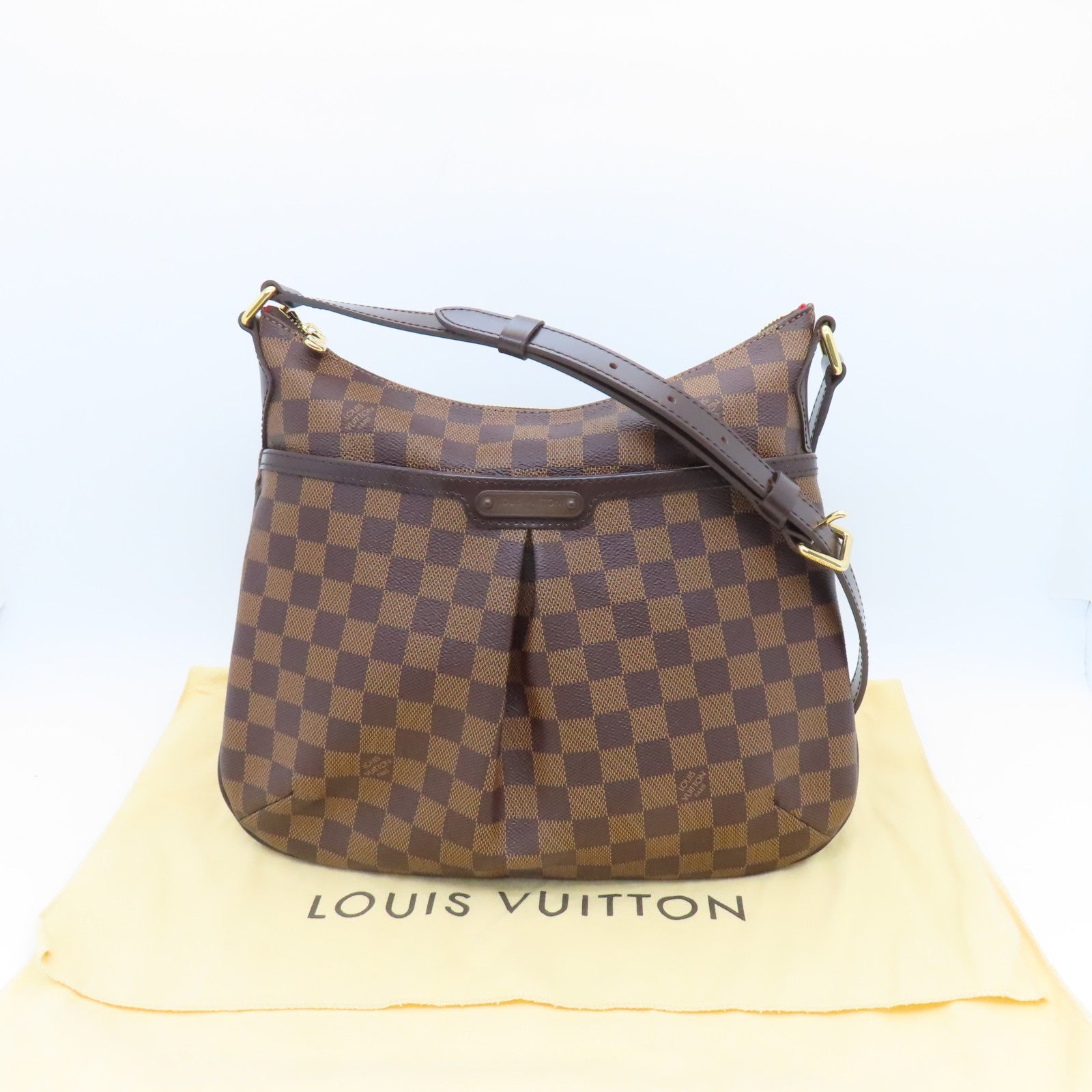 LOUIS VUITTON Damier Bloomsbury PM Gold Buckle Shoulder Bag Brown