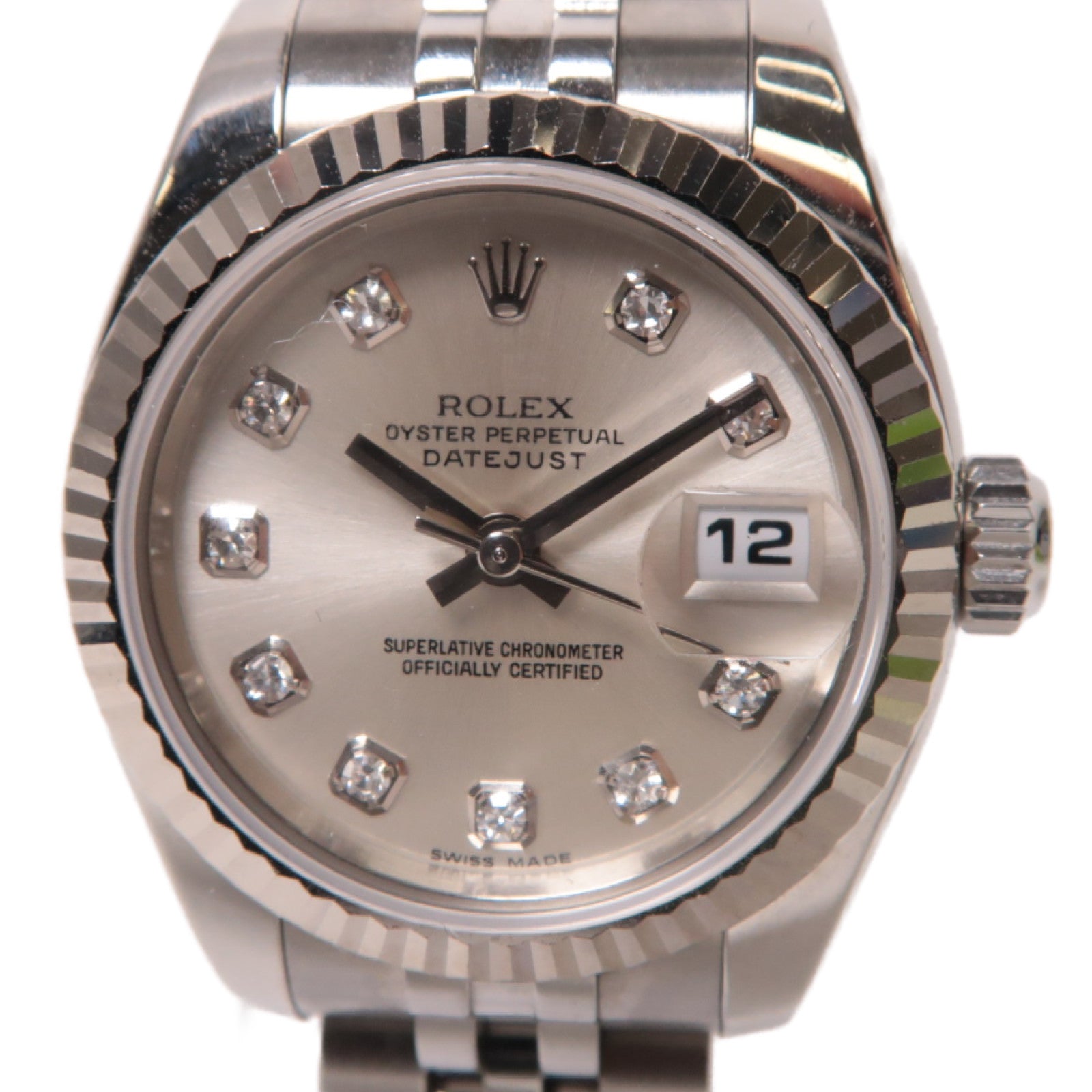 ROLEX Lady Datejust 18K白金/不鏽鋼手錶自動機芯銀色