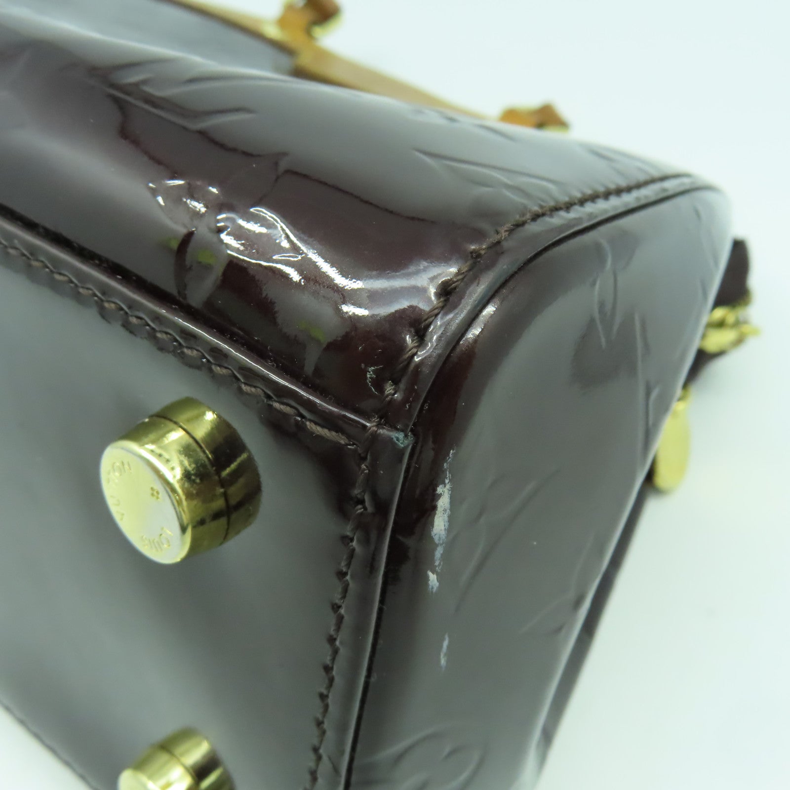LOUIS VUITTON Monogram Vernis Blair MM金扣手挽肩背兩用袋酒紅色