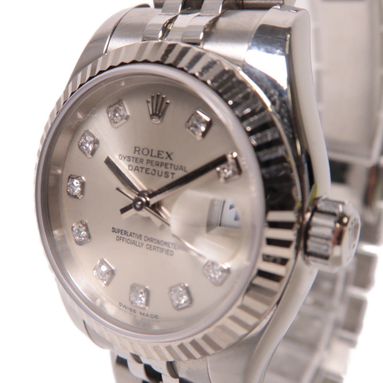 ROLEX Lady Datejust 18K白金/不鏽鋼手錶自動機芯銀色