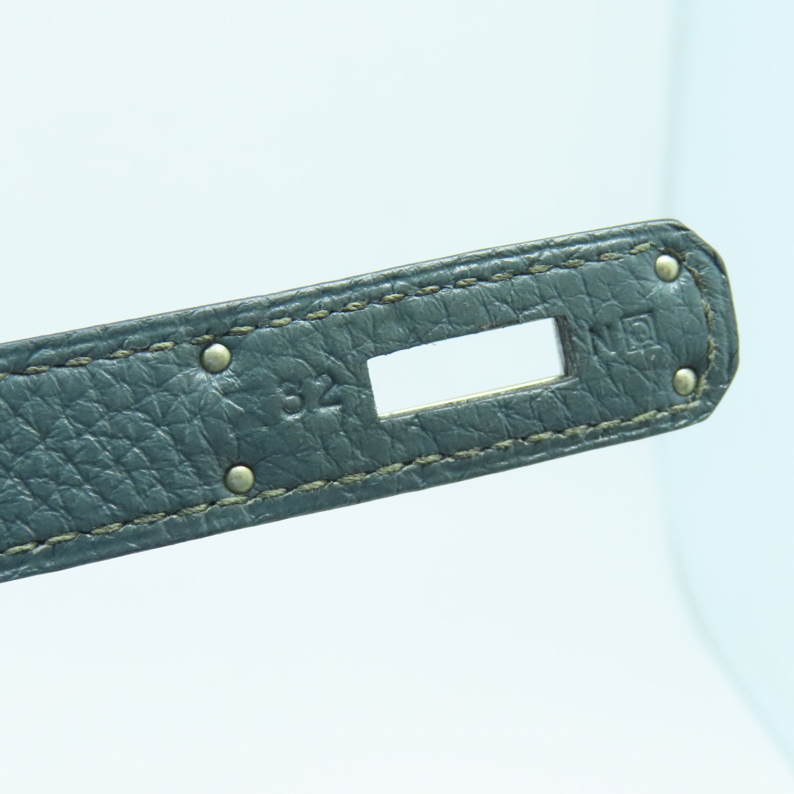 HERMES 【激減優惠】Clemence皮革Kelly 35銀扣手挽肩背兩用袋綠色