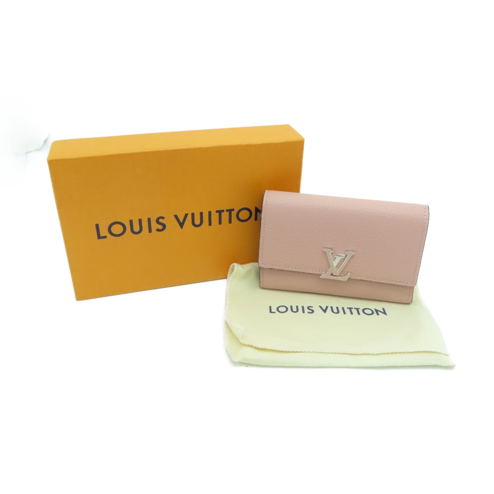 LOUIS VUITTON 【激減優惠】Taurillon皮革Capucines Compact Wallet錢包粉紅色/Magnolia