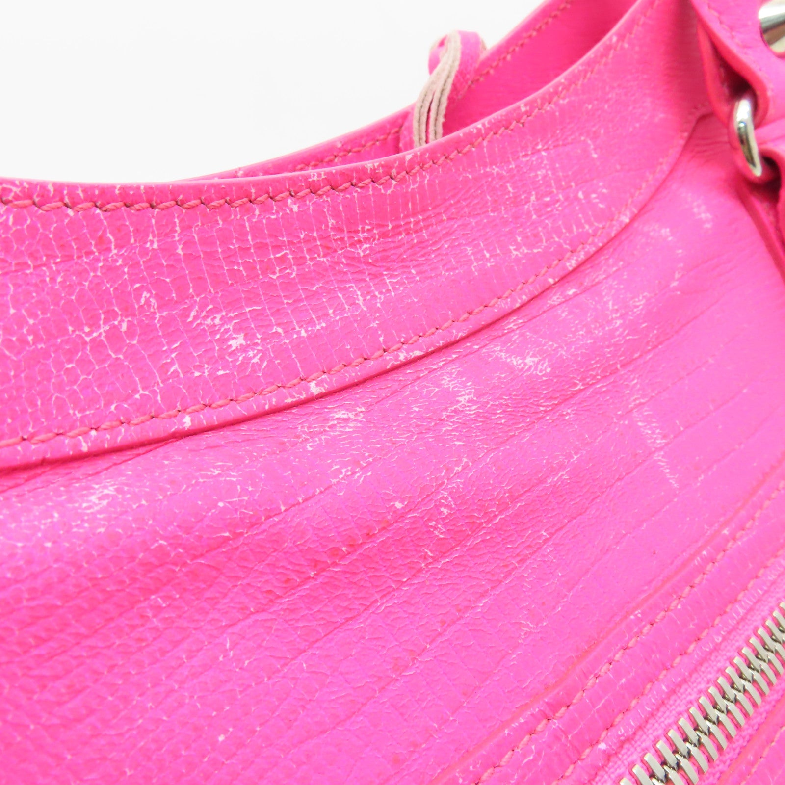 BALENCIAGA 牛皮皮革The City銀扣手挽肩背兩用袋粉紅色
