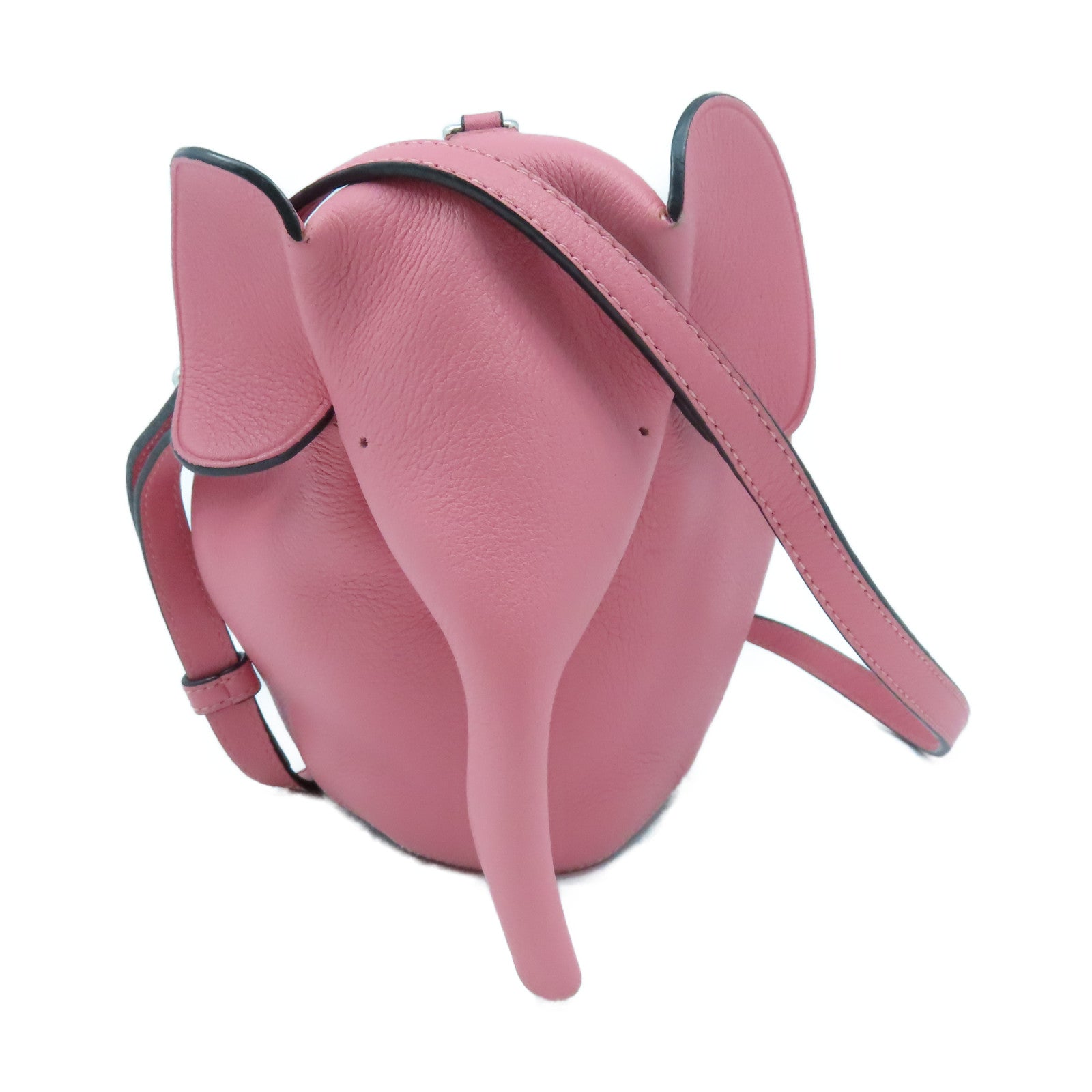 LOEWE 牛皮皮革Mini Elephant銀扣肩背袋粉紅色